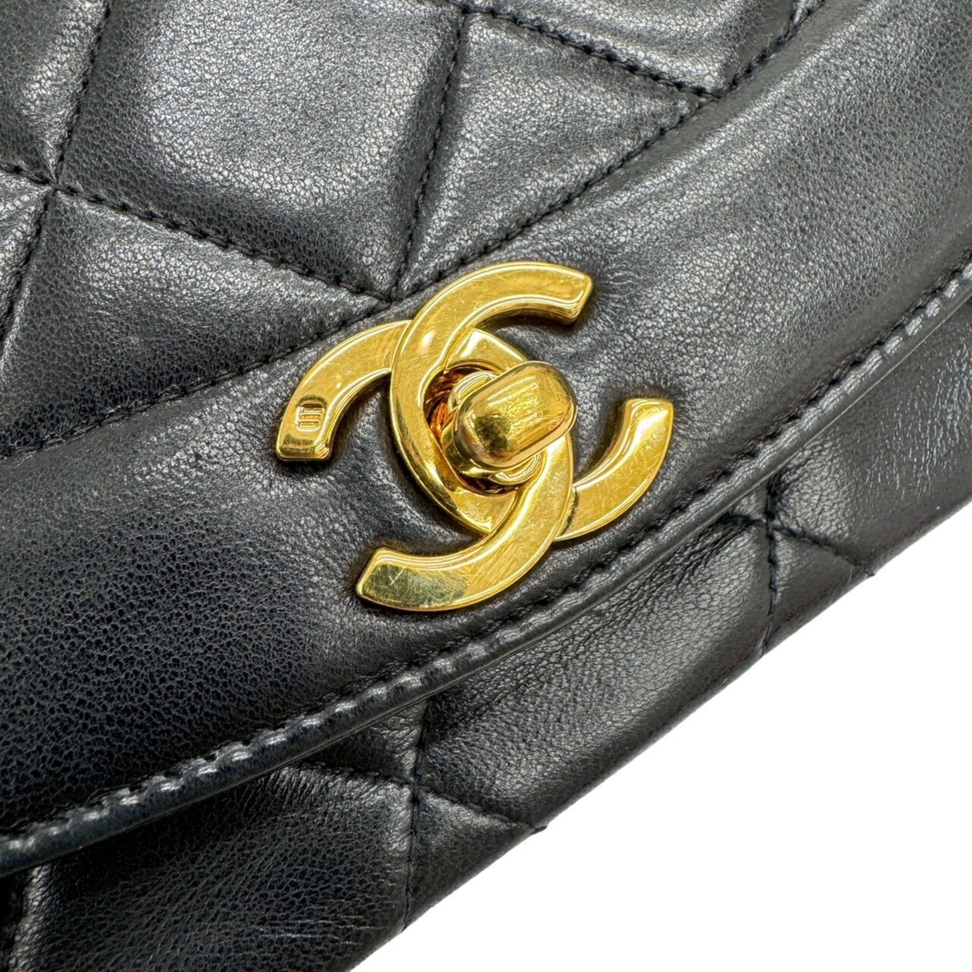Chanel CHANEL Diana Matelasse 22 Flap Lambskin Black Coco Mark Shoulder Bag Size ONE SIZE - 10 Thumbnail