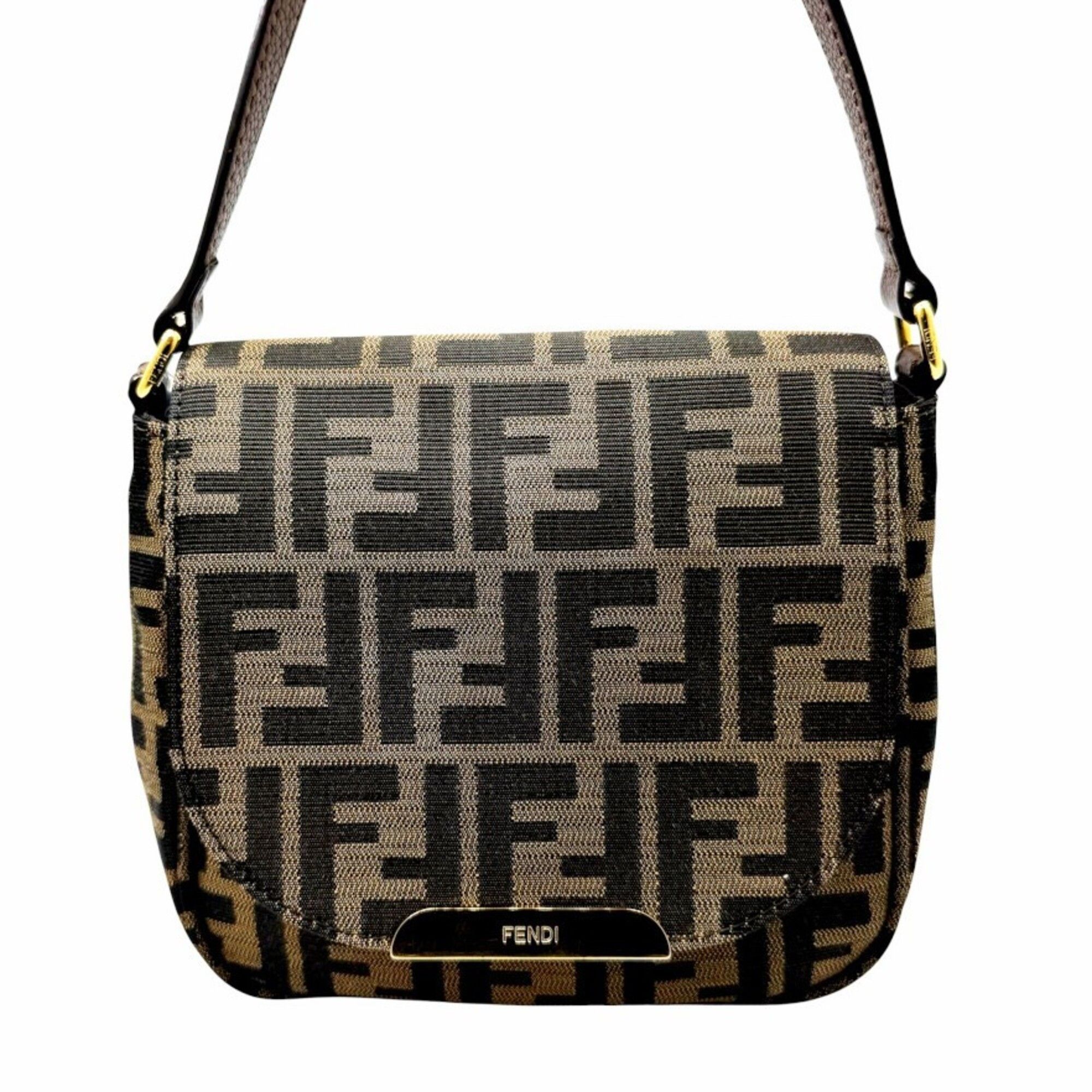 Fendi FENDI Zucca Shoulder Bag, Brown Canvas Leather, Women's Size ONE SIZE - 3 Thumbnail