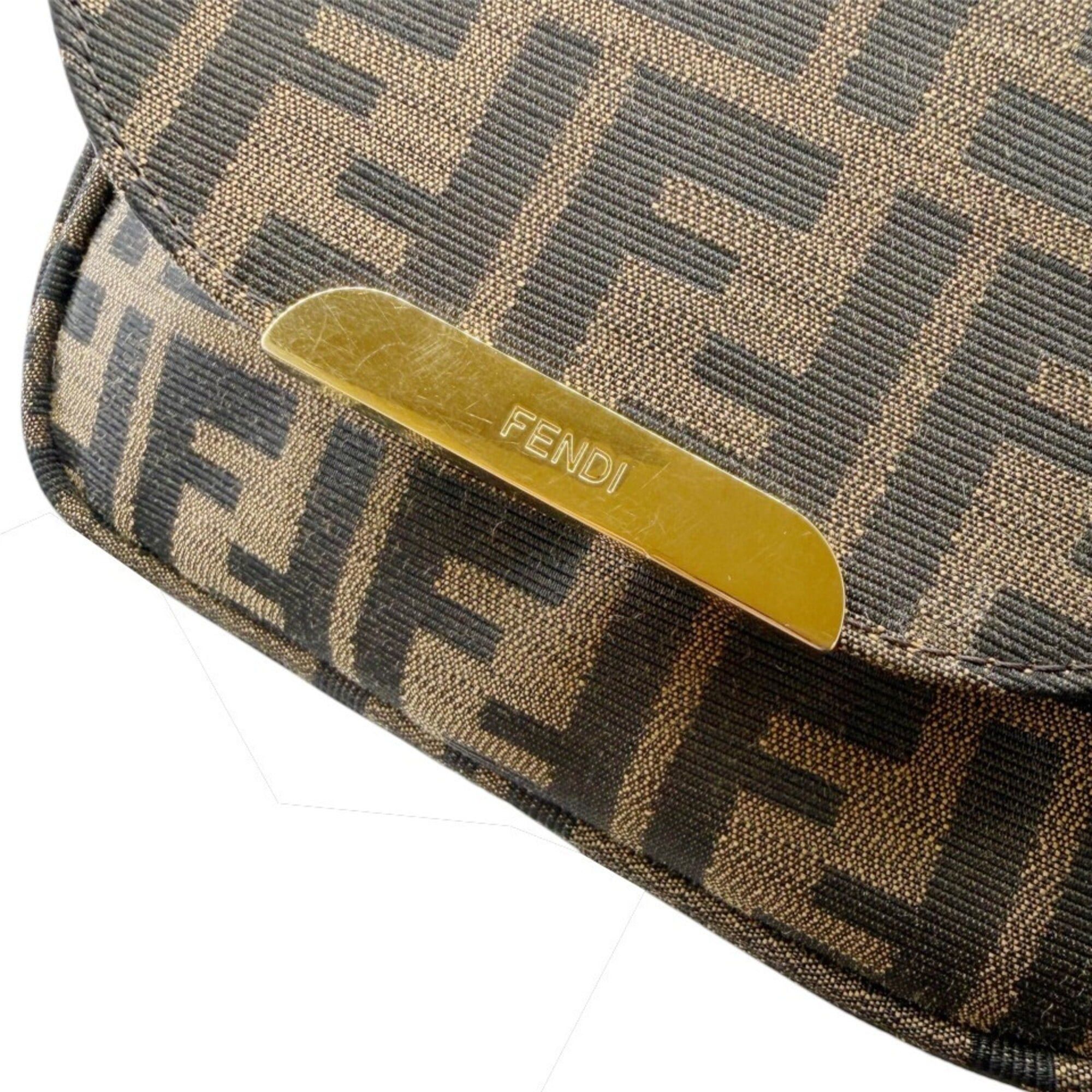 Fendi FENDI Zucca Shoulder Bag, Brown Canvas Leather, Women's Size ONE SIZE - 11 Thumbnail