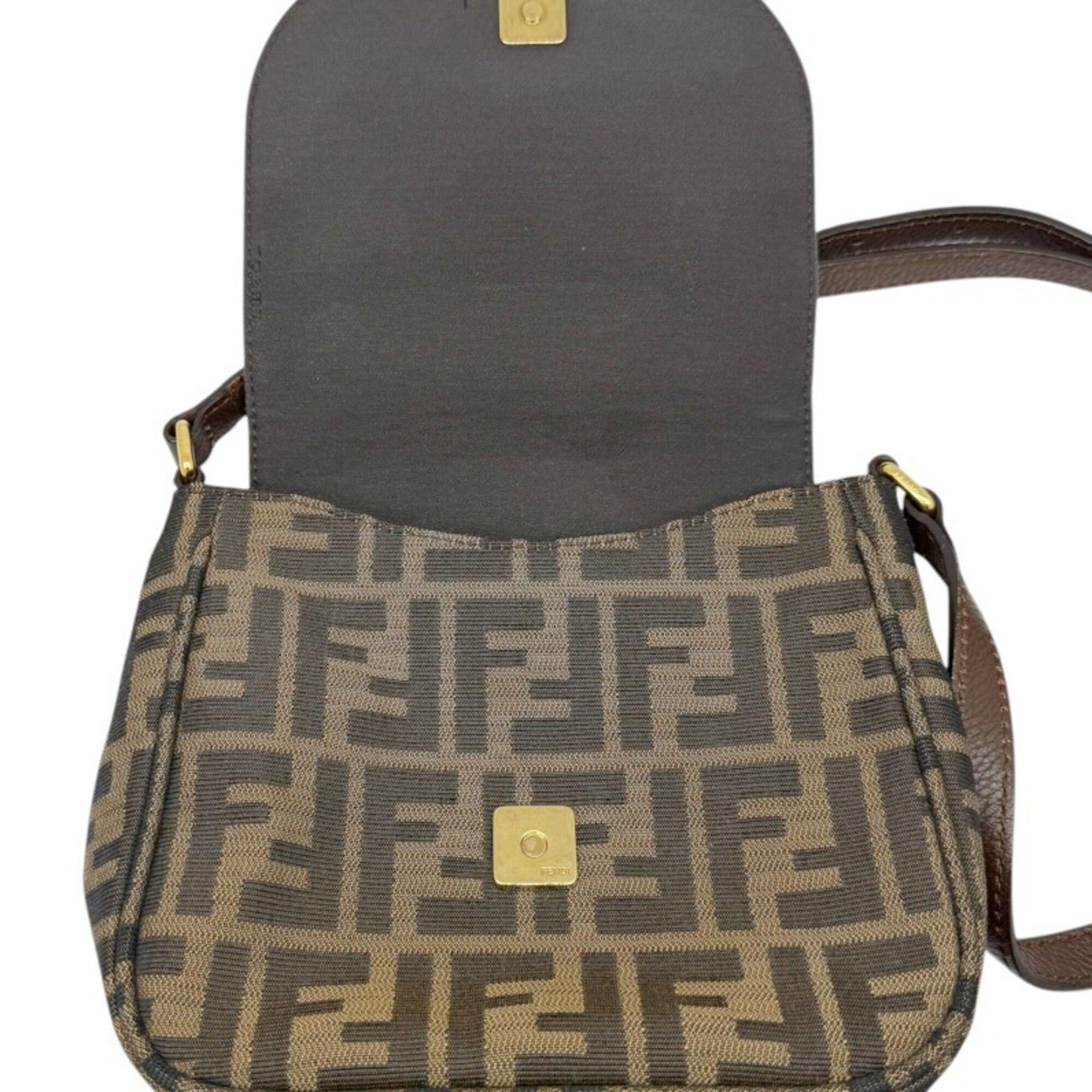 Fendi FENDI Zucca Shoulder Bag, Brown Canvas Leather, Women's Size ONE SIZE - 8 Thumbnail