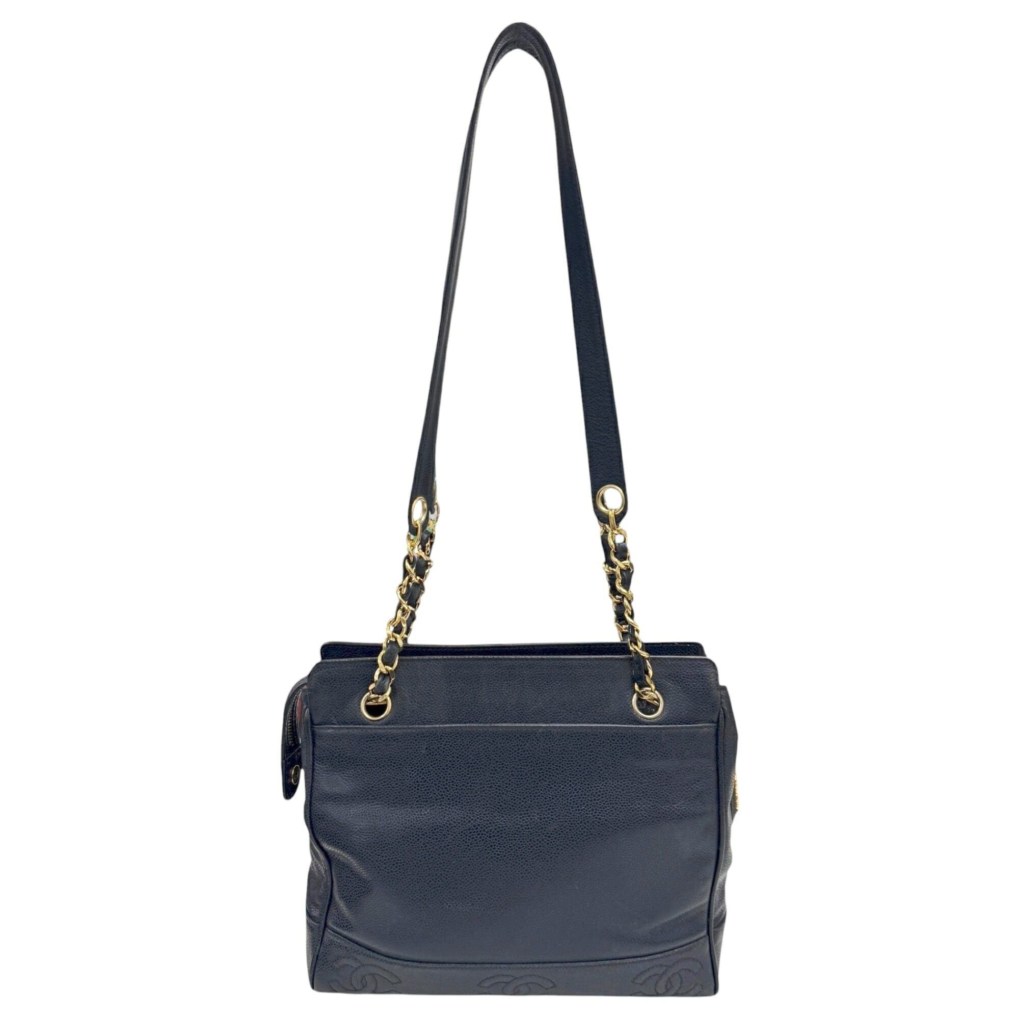 Chanel CHANEL Chain Tote Triple Coco Mark Bag Caviar Leather Navy Women's Size ONE SIZE - 2 Thumbnail