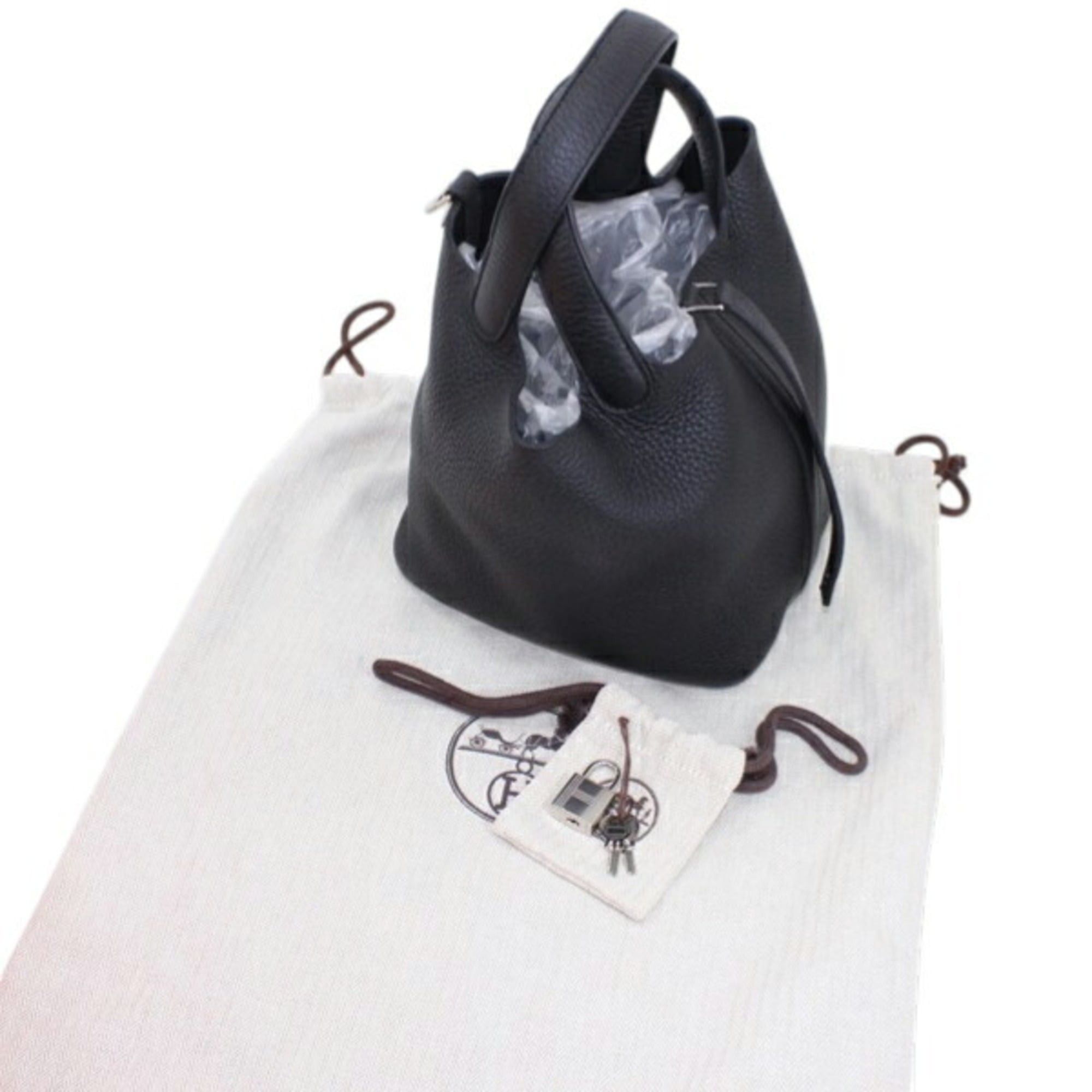 Hermes Hermes Picotin Lock PM 18 Handbag, Black, Taurillon Clemence Leather, HERMES Tote Bag, Women's T6165 Size ONE SIZE - 12 Thumbnail