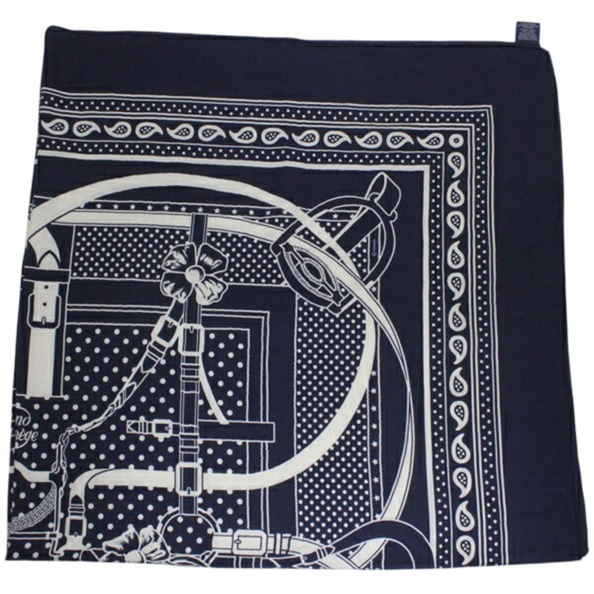 Hermes Hermes Carre Géant 140 Grand Manège Marine White Navy Scarf/Stole HERMES Women's Cashmere Silk BB3497 Size ONE SIZE - 5 Thumbnail
