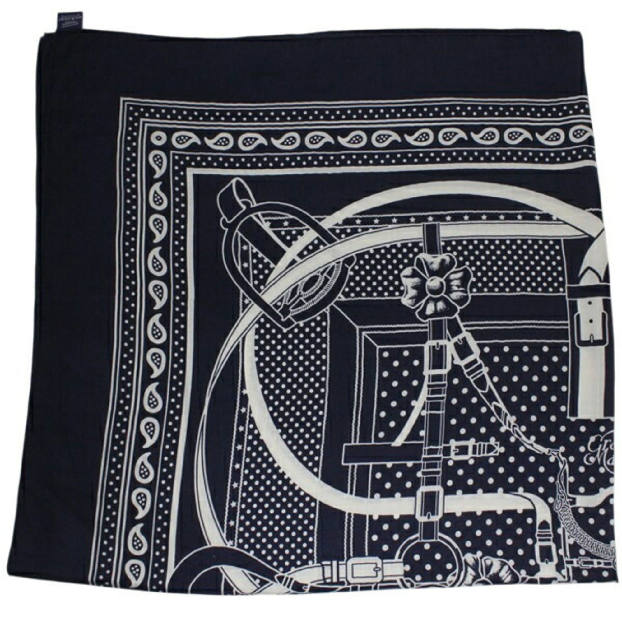 Hermes Hermes Carre Géant 140 Grand Manège Marine White Navy Scarf/Stole HERMES Women's Cashmere Silk BB3497 Size ONE SIZE - 3 Thumbnail
