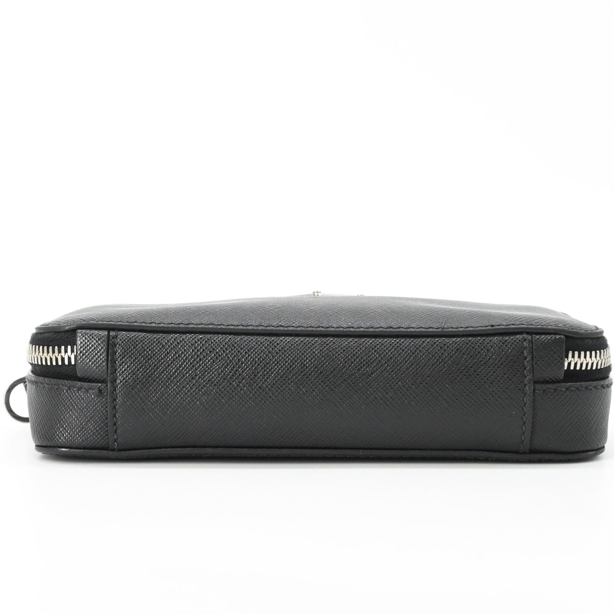 Prada PRADA Brick Saffiano Leather Shoulder Bag, Black, 2VH173 Size ONE SIZE - 6 Thumbnail