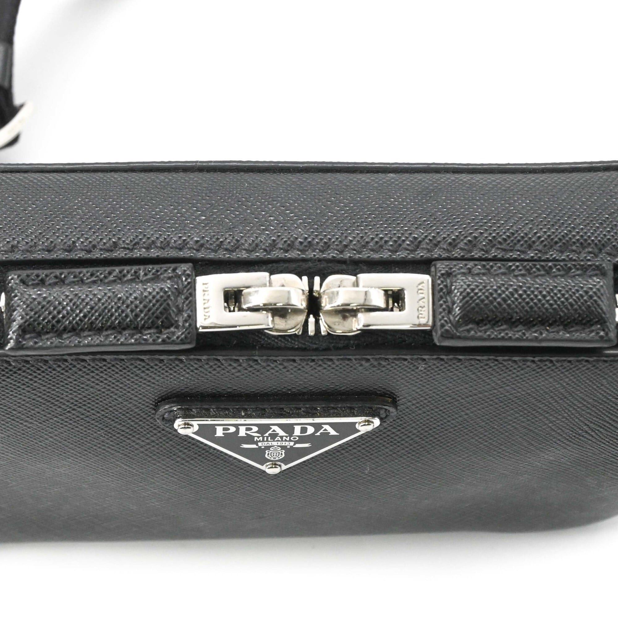Prada PRADA Brick Saffiano Leather Shoulder Bag, Black, 2VH173 Size ONE SIZE - 9 Thumbnail