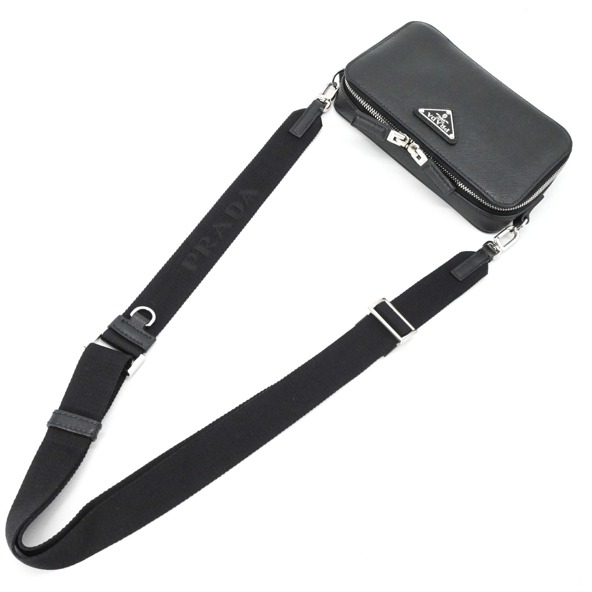 Prada PRADA Brick Saffiano Leather Shoulder Bag, Black, 2VH173 Size ONE SIZE - 7 Thumbnail