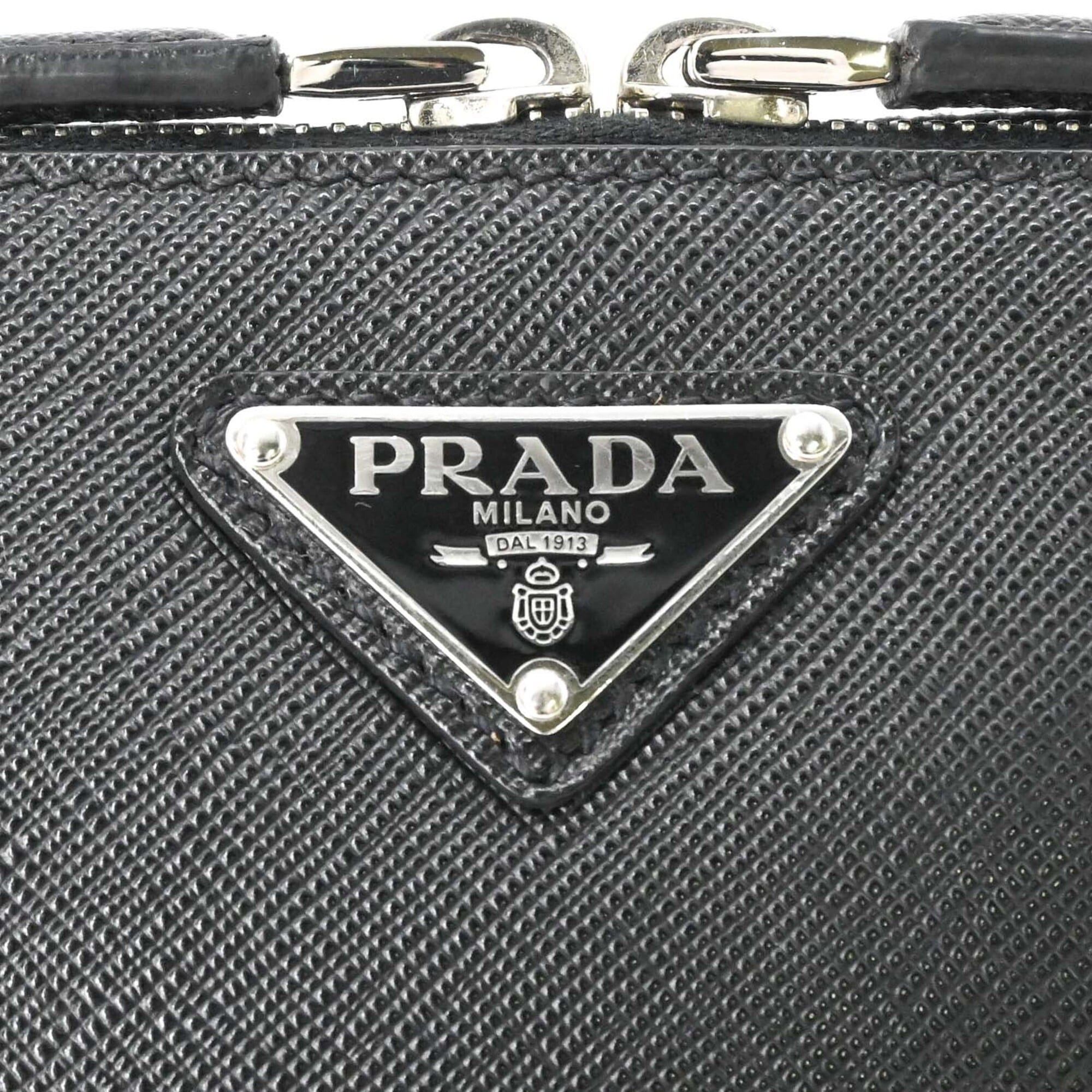 Prada PRADA Brick Saffiano Leather Shoulder Bag, Black, 2VH173 Size ONE SIZE - 8 Thumbnail