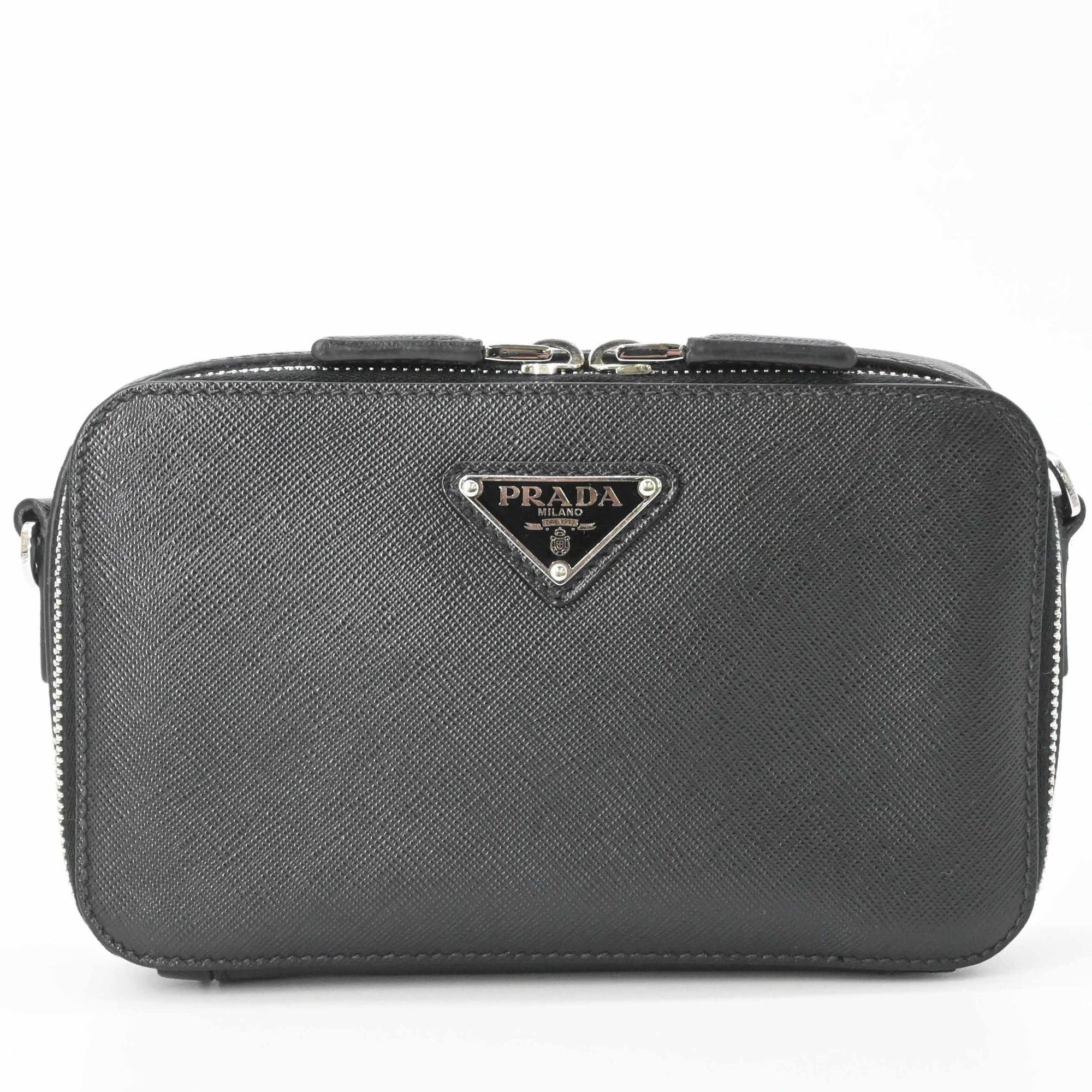 Prada PRADA Brick Saffiano Leather Shoulder Bag, Black, 2VH173 Size ONE SIZE - 2 Thumbnail