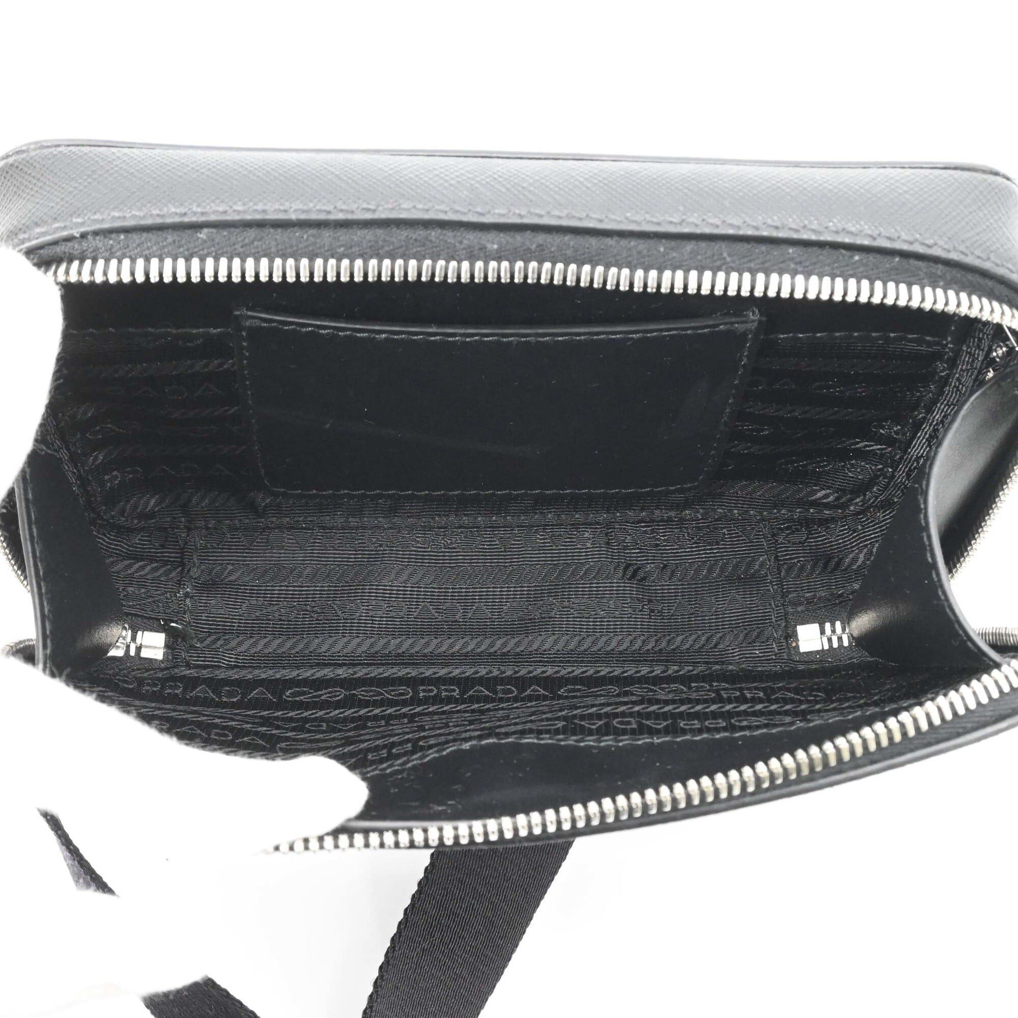 Prada PRADA Brick Saffiano Leather Shoulder Bag, Black, 2VH173 Size ONE SIZE - 10 Thumbnail