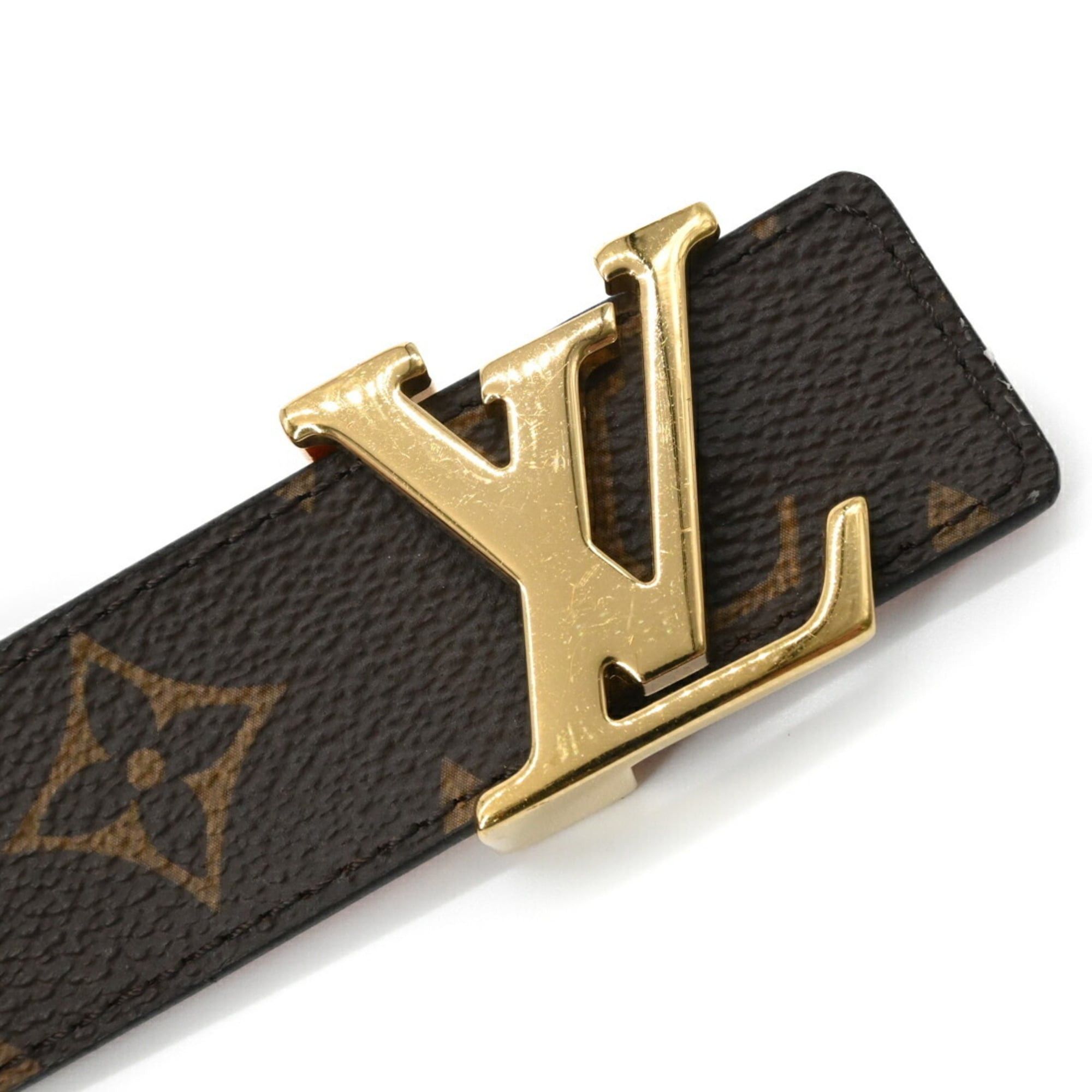 Louis Vuitton LOUIS VUITTON LV Initials Belt Reversible Monogram Canvas Brown Red #80 M0322 Size ONE SIZE - 3 Thumbnail