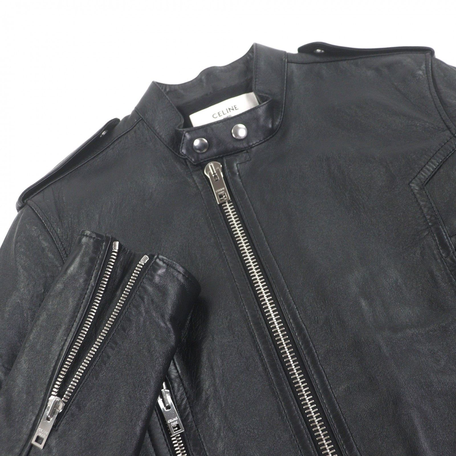 Celine Celine CELINE Lambskin Padded Stand Collar Rider Jacket Leather Outerwear DUTY FREE for USA Size ONE SIZE - 2 Thumbnail