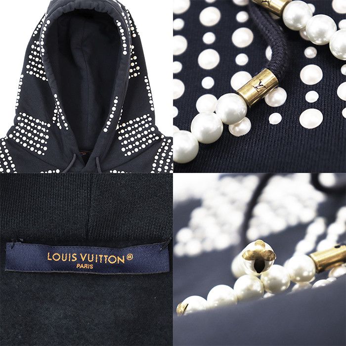 Louis Vuitton Louis Vuitton Louis Vuitton Damier Fake Pearl Cotton Hoodie Textile Sweatshirts & Hoodies DUTY FREE for USA Size ONE SIZE - 4 Thumbnail