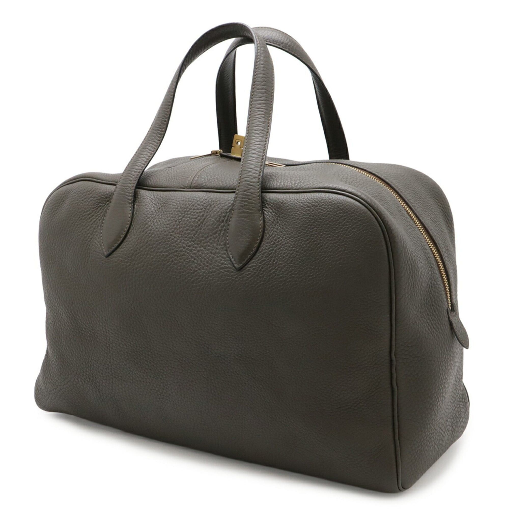 Hermes HERMES Victoria 43 Boston Bag Travel Bag, Taurillon Clemence Leather, Dark Olive, □E Stamp Size ONE SIZE - 3 Thumbnail