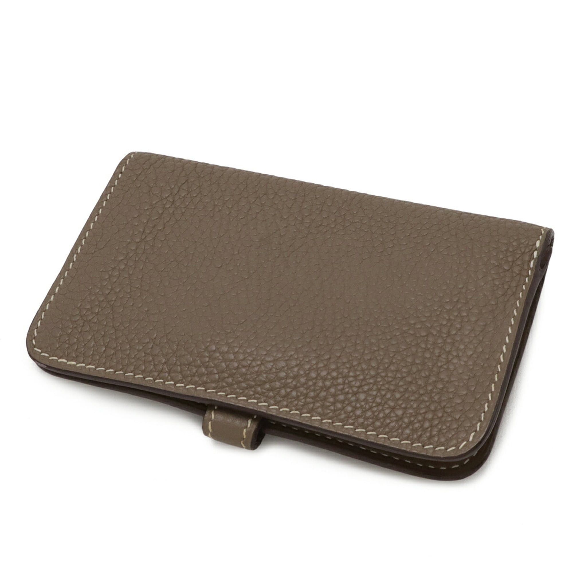 Hermes HERMES Dogon Key Case, Wallet/Coin Purse, Coin Business Card Holder/Card Taurillon Clemence Leather, Etoupe, □K Stamp Size ONE SIZE - 3 Thumbnail