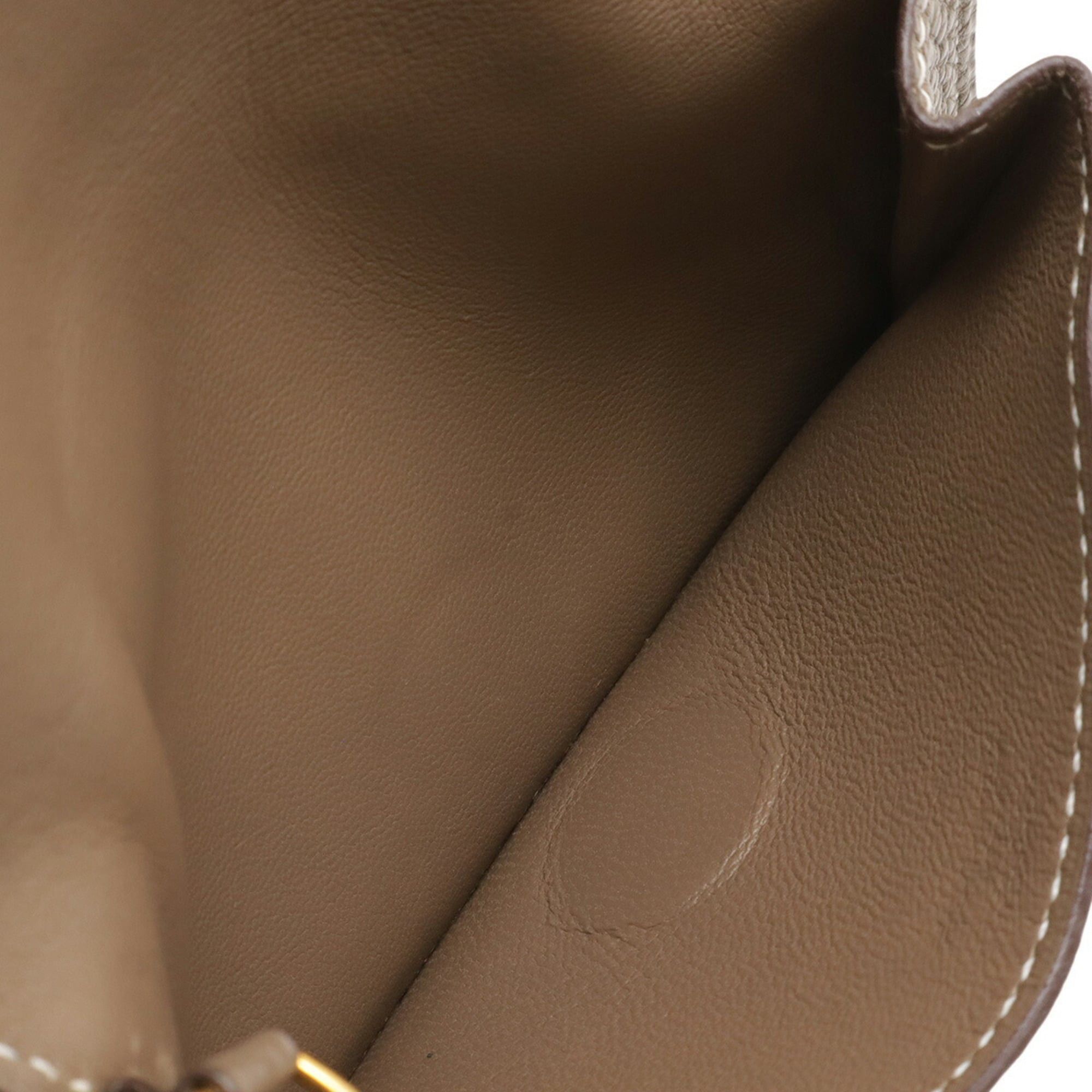 Hermes HERMES Dogon Key Case, Wallet/Coin Purse, Coin Business Card Holder/Card Taurillon Clemence Leather, Etoupe, □K Stamp Size ONE SIZE - 6 Thumbnail