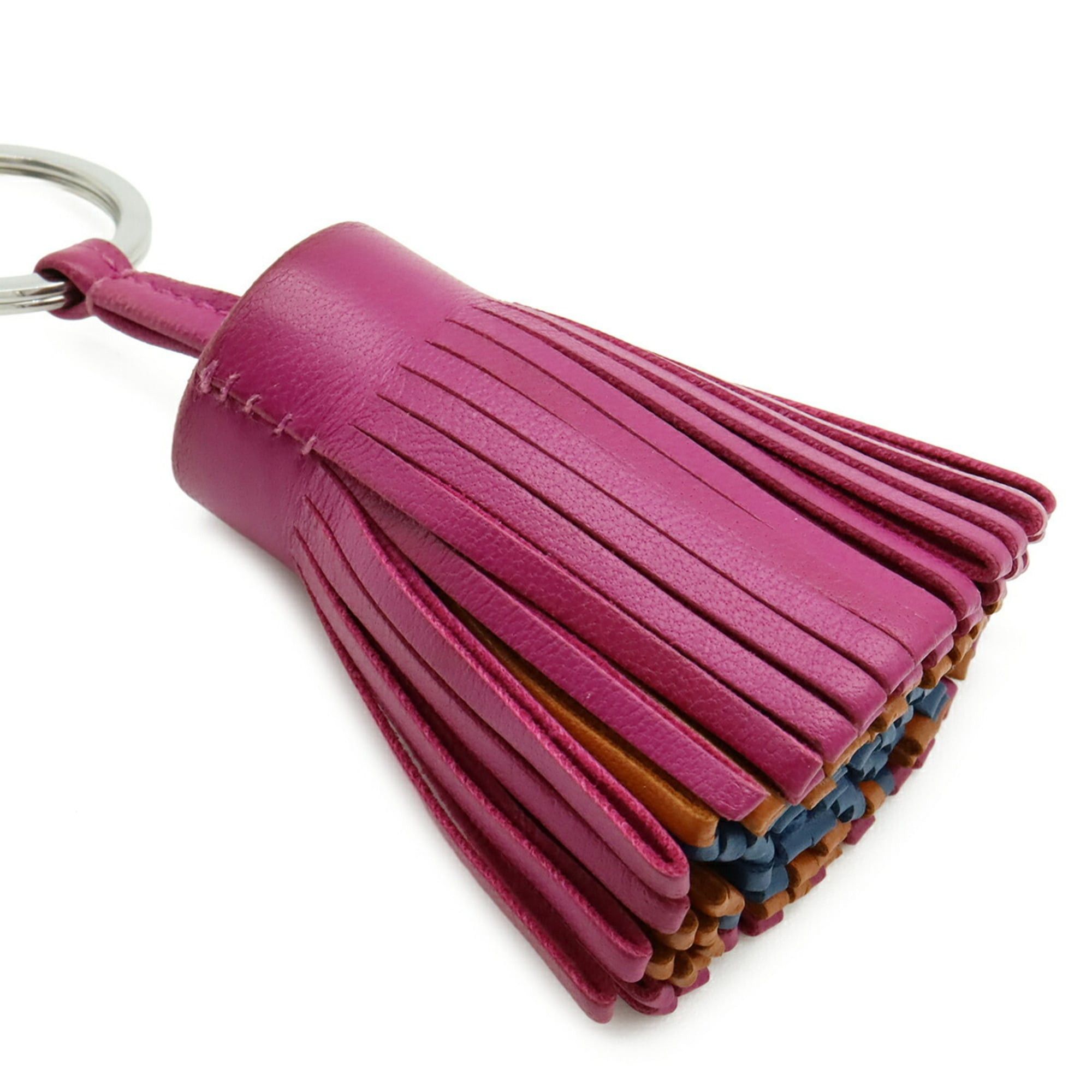 Hermes HERMES Carmen Keyring Keychain Tassel Charm Agneau Milo Leather Rose Purple Pain d'épices Bleu de Malte Size ONE SIZE - 4 Thumbnail