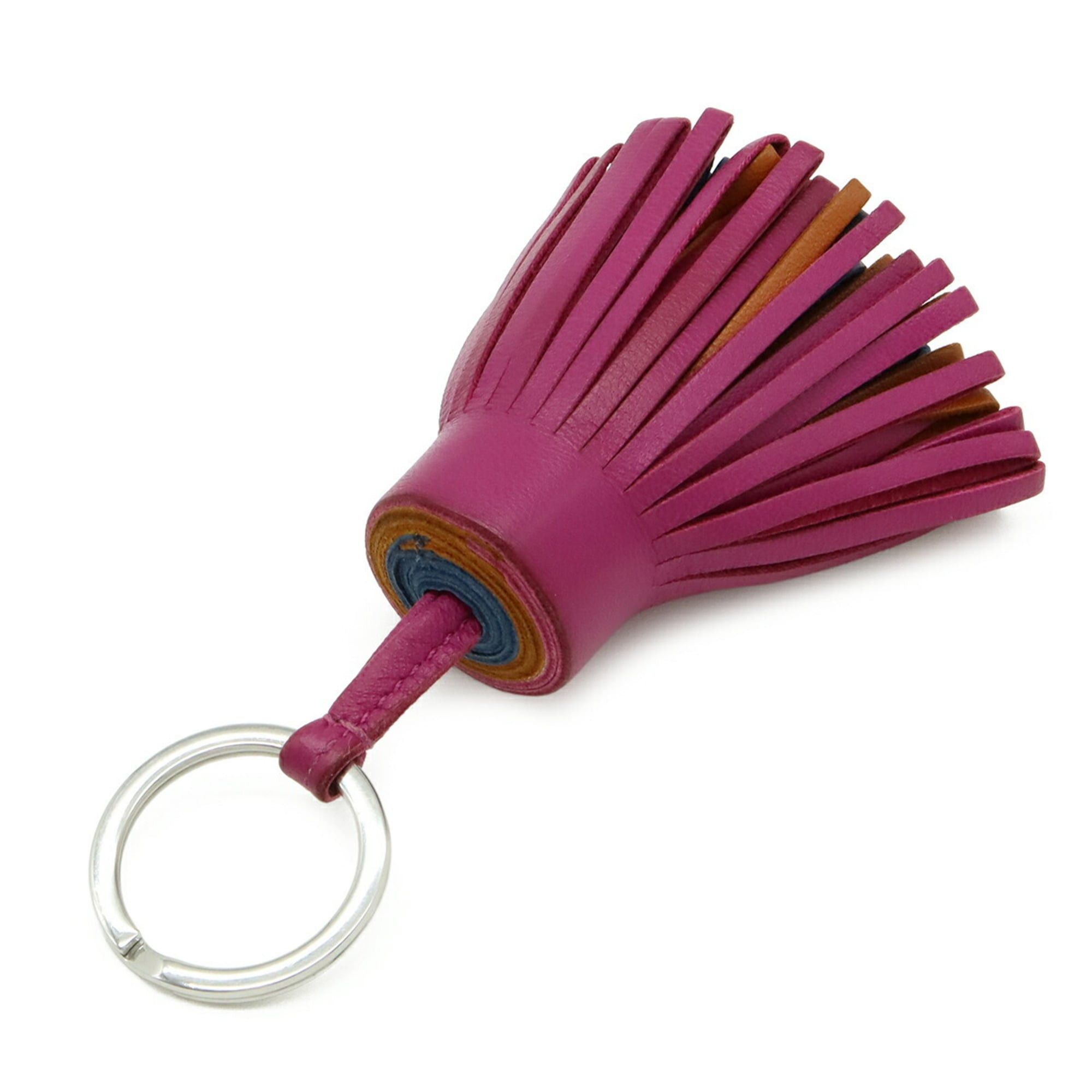 Hermes HERMES Carmen Keyring Keychain Tassel Charm Agneau Milo Leather Rose Purple Pain d'épices Bleu de Malte Size ONE SIZE - 3 Thumbnail