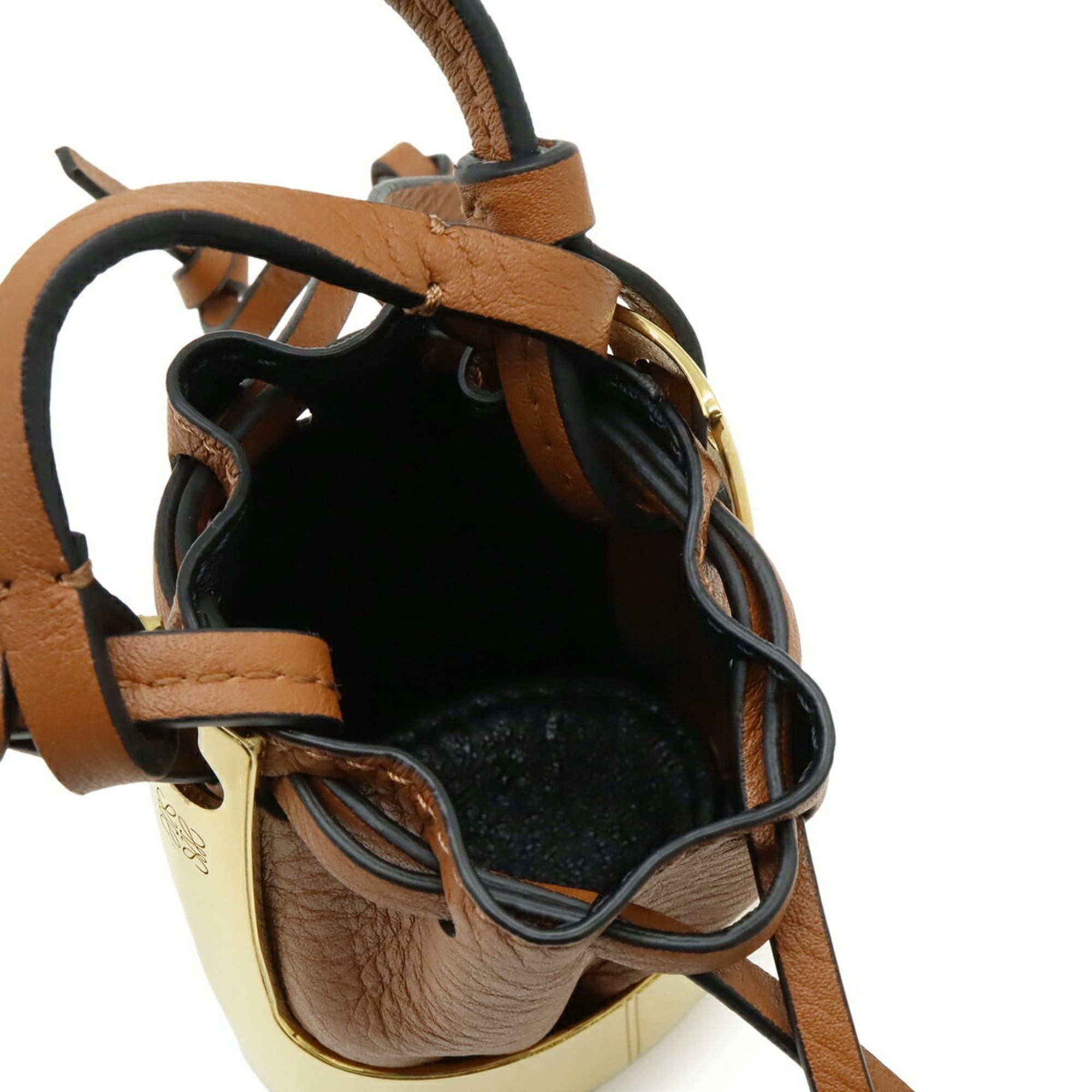 Loewe LOEWE Balloon Bag Necklace Pendant, Handbag Motif, Leather, GP (Gold Plated), Brown Gold Size ONE SIZE - 8 Thumbnail