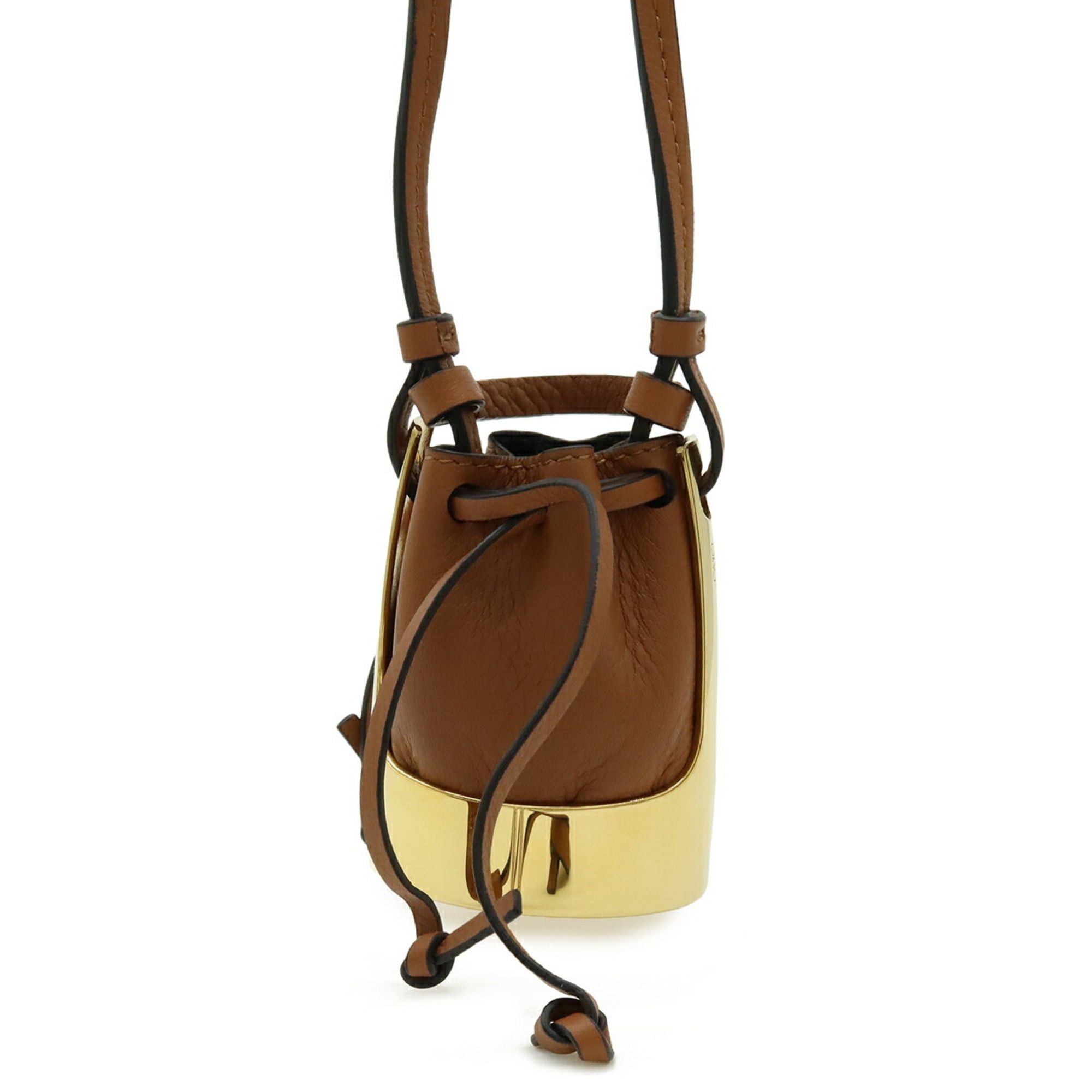 Loewe LOEWE Balloon Bag Necklace Pendant, Handbag Motif, Leather, GP (Gold Plated), Brown Gold Size ONE SIZE - 2 Thumbnail