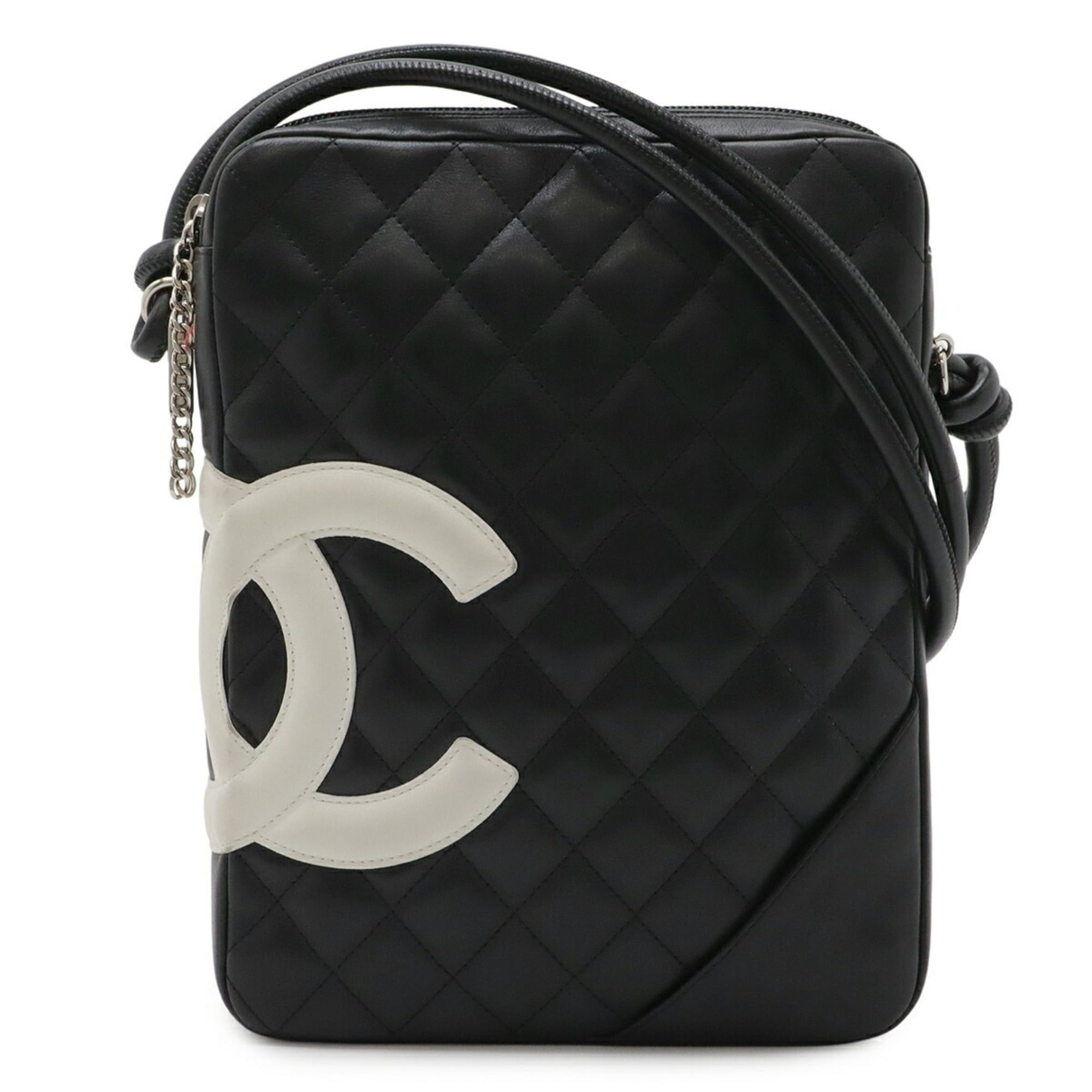 Chanel CHANEL Cambon Line Coco Mark Medium Pochette Shoulder Bag, Soft Calf Leather, Black/White, A25178 Size ONE SIZE - 2 Thumbnail