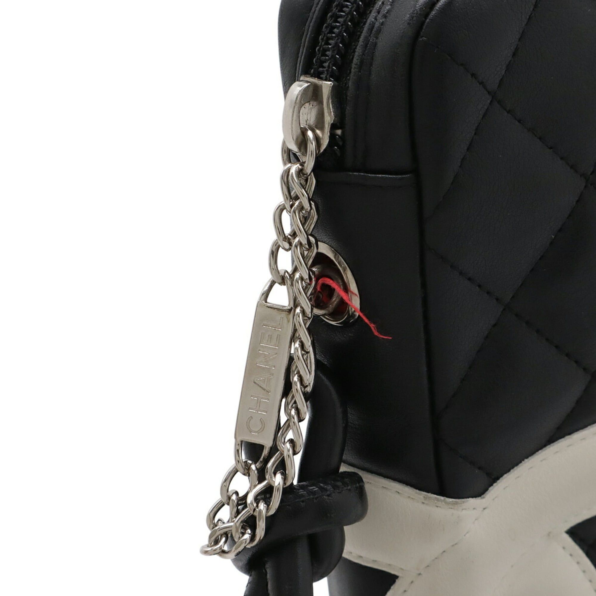 Chanel CHANEL Cambon Line Coco Mark Medium Pochette Shoulder Bag, Soft Calf Leather, Black/White, A25178 Size ONE SIZE - 5 Thumbnail
