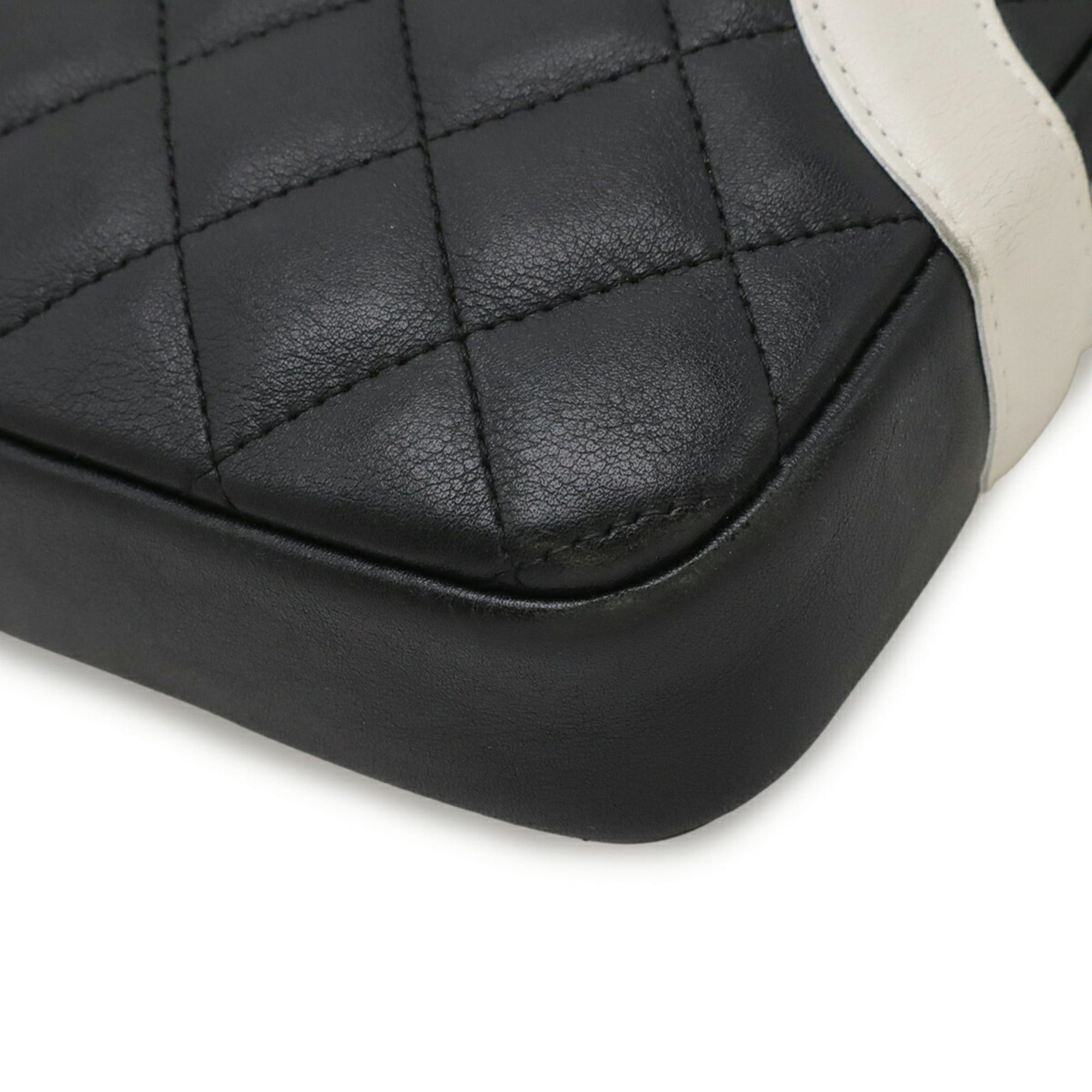 Chanel CHANEL Cambon Line Coco Mark Medium Pochette Shoulder Bag, Soft Calf Leather, Black/White, A25178 Size ONE SIZE - 4 Thumbnail
