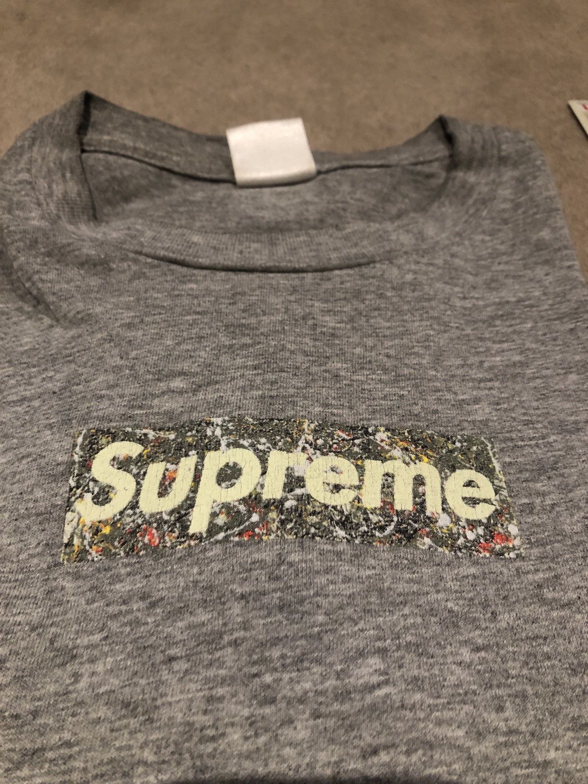 Supreme 1999 Supreme Jackson Pollock Box Logo Tee Grey | Grailed