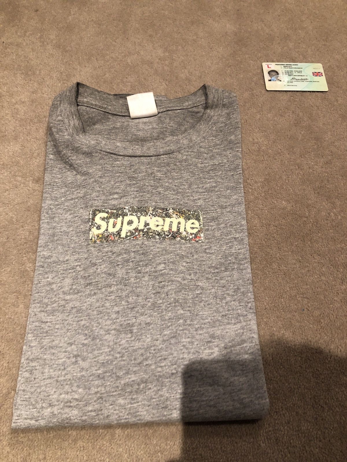 Supreme 1999 Supreme Jackson Pollock Box Logo Tee Grey | Grailed