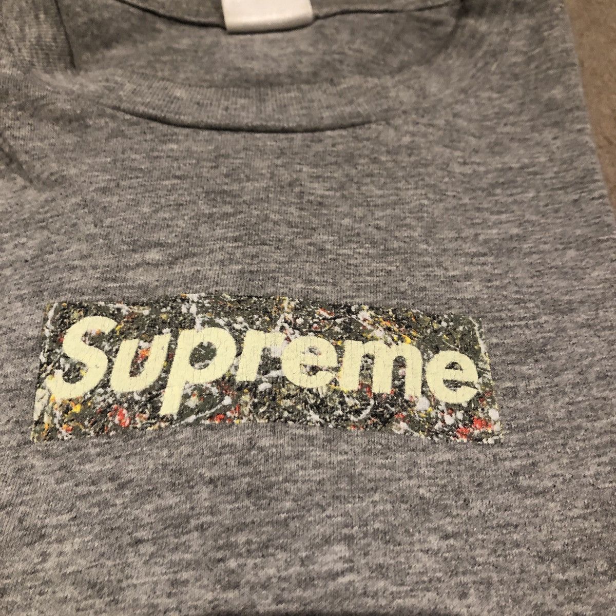 Supreme 1999 Supreme Jackson Pollock Box Logo Tee Grey | Grailed