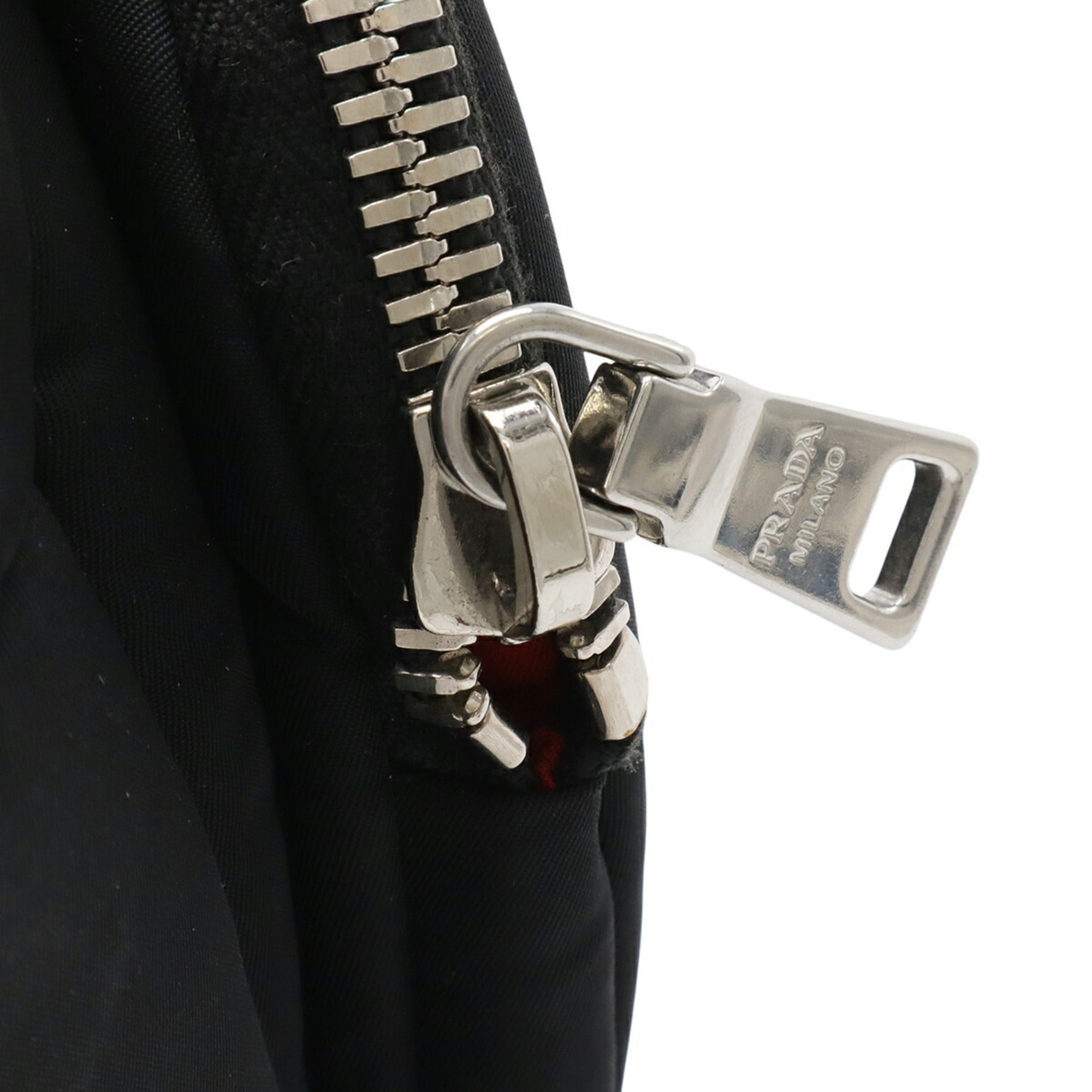 Prada PRADA Triangle Handbag Mini Boston Shoulder Bag Nylon NERO Black Red Purchased at a domestic boutique 1BB062 Size ONE SIZE - 7 Thumbnail