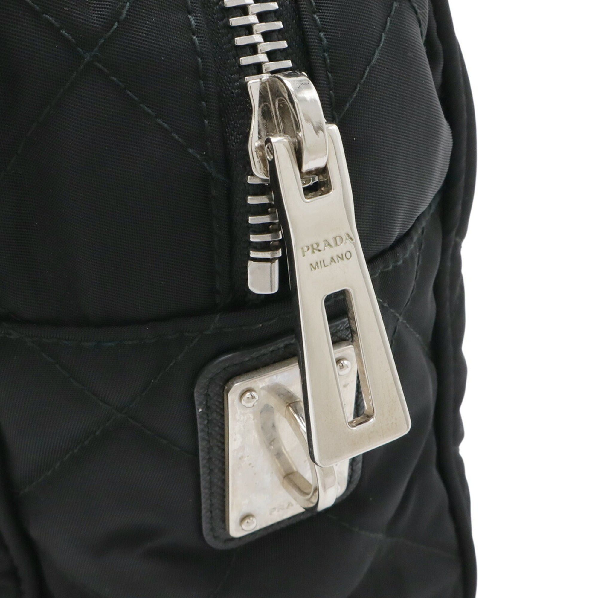 Prada PRADA Triangle Chain Shoulder Bag, Quilted Nylon, NERO Black (1BB903) Size ONE SIZE - 6 Thumbnail