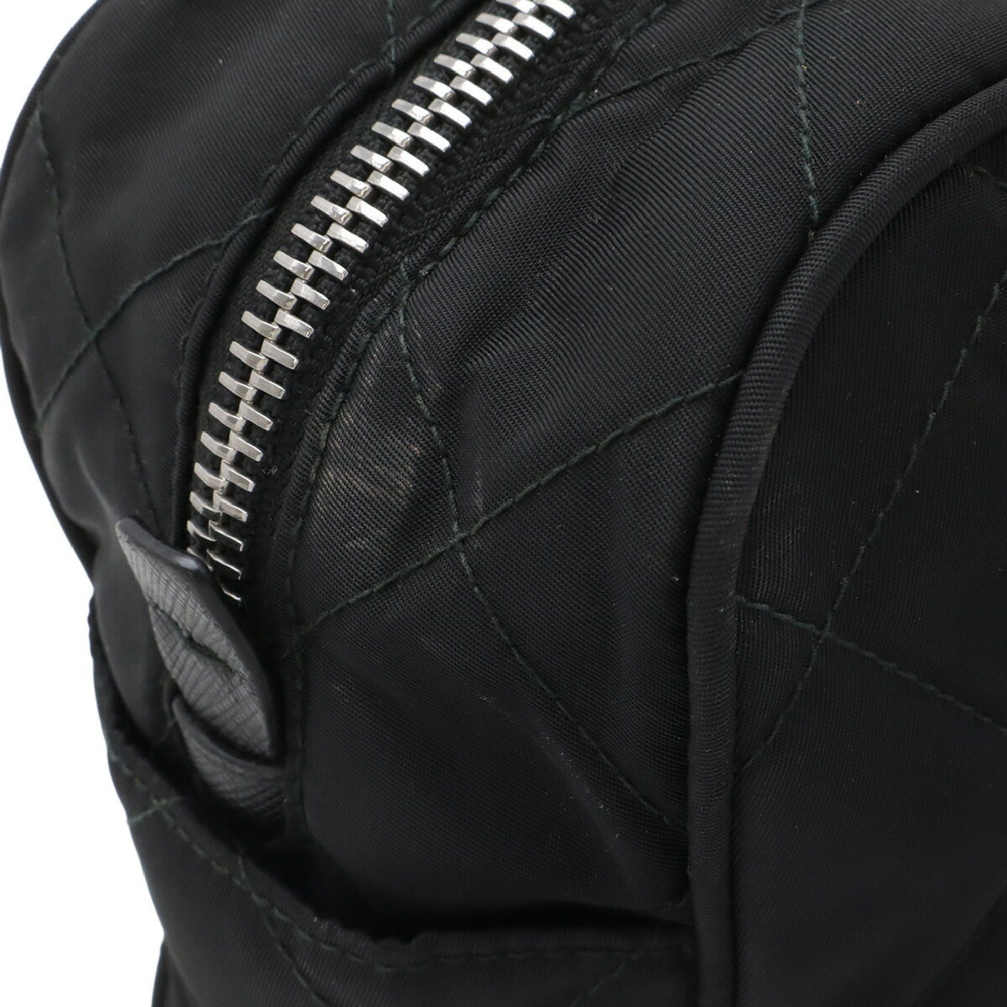 Prada PRADA Triangle Chain Shoulder Bag, Quilted Nylon, NERO Black (1BB903) Size ONE SIZE - 5 Thumbnail