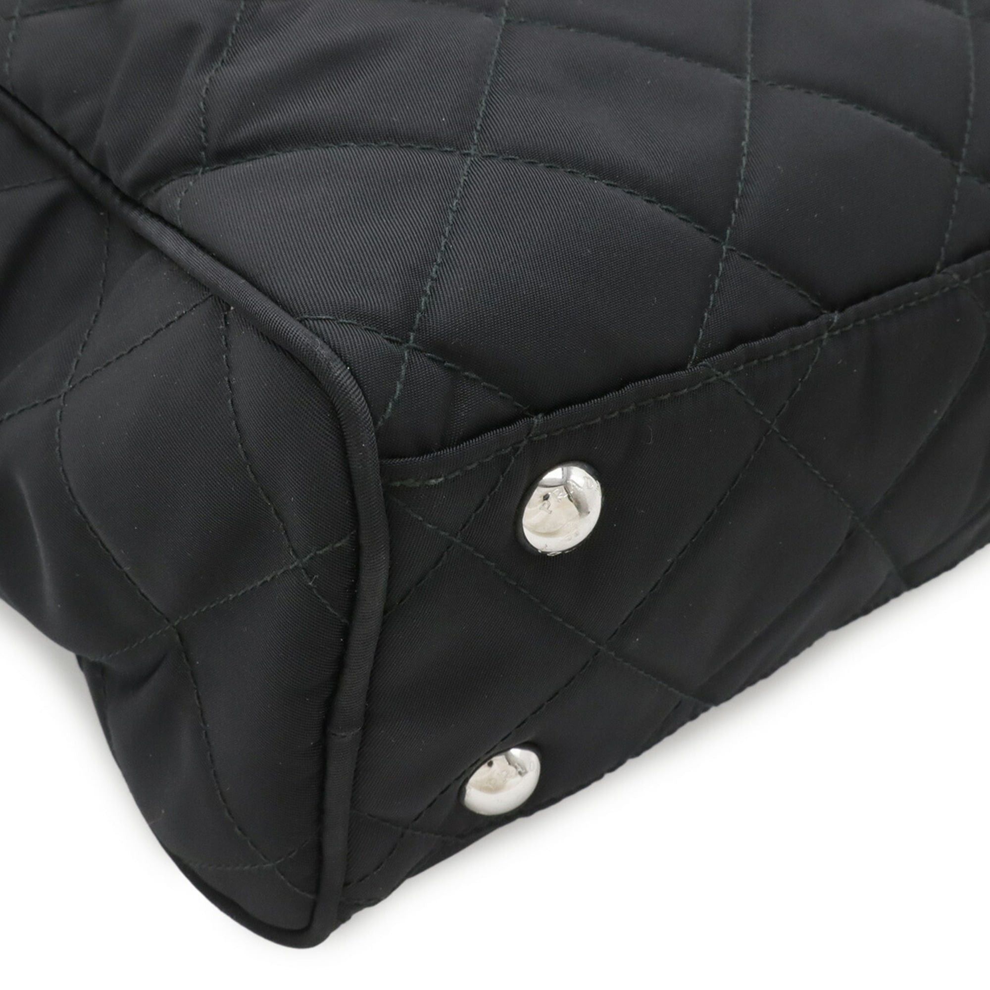 Prada PRADA Triangle Chain Shoulder Bag, Quilted Nylon, NERO Black (1BB903) Size ONE SIZE - 4 Thumbnail