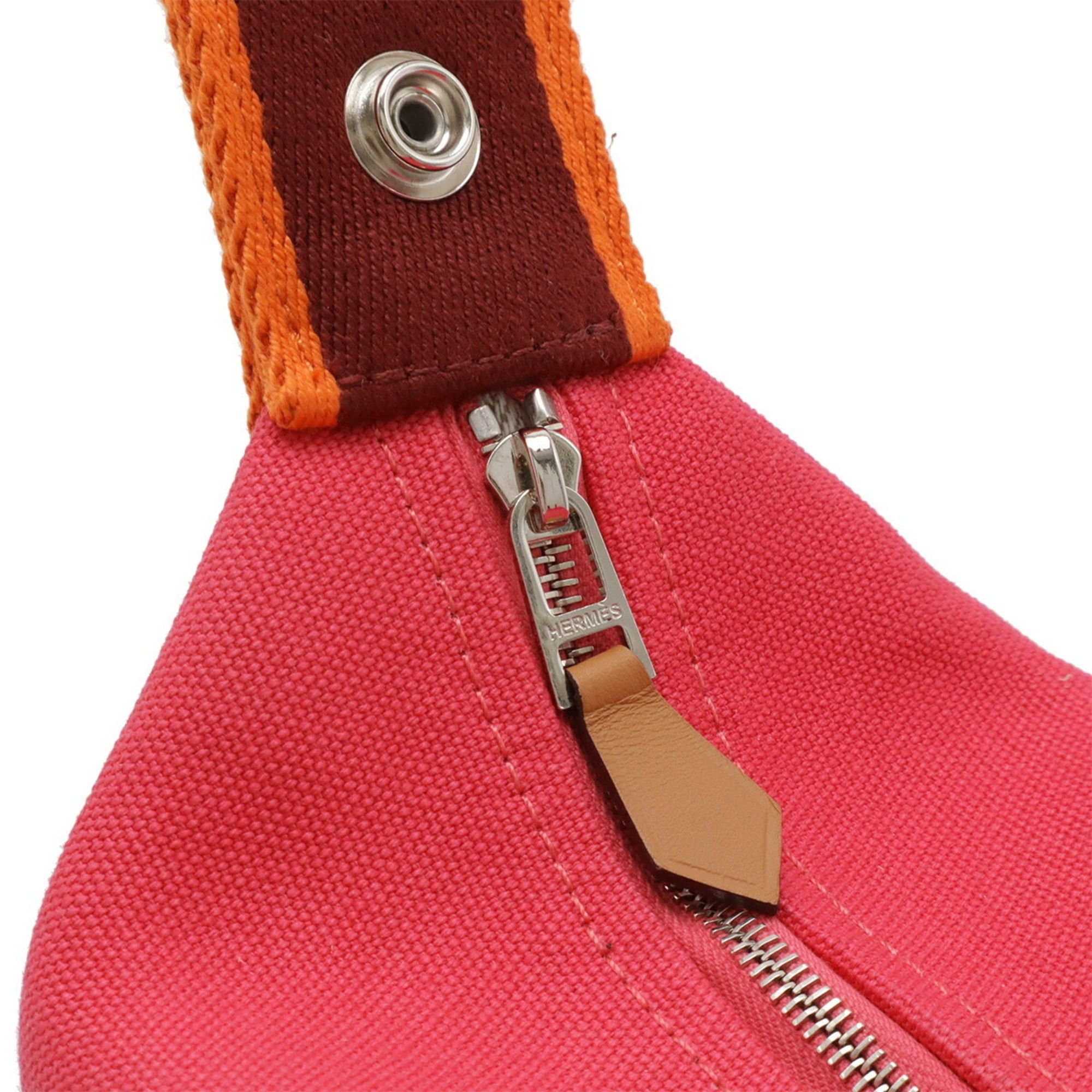 Hermes HERMES Bride à Black PM Bus Pouch Handbag Canvas Hibiscus Pink H104222M Size ONE SIZE - 6 Thumbnail