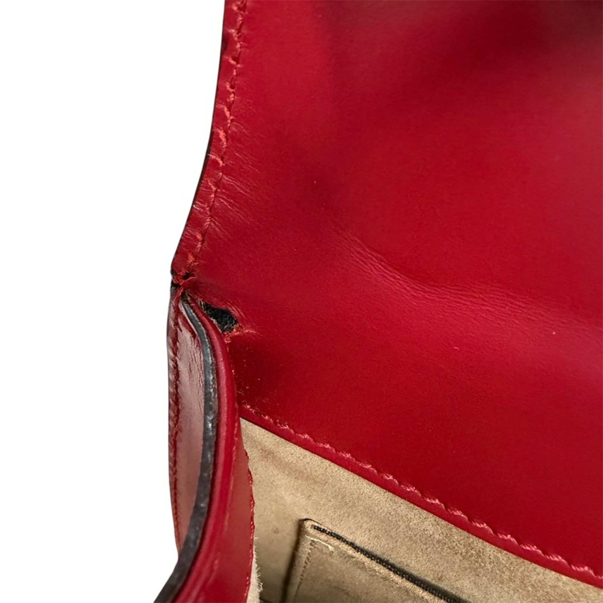 Gucci Gucci Sylvie Shoulder Bag, Leather, Red/Navy, Women's, 431666, Free Shipping, z9146 Size ONE SIZE - 14 Thumbnail