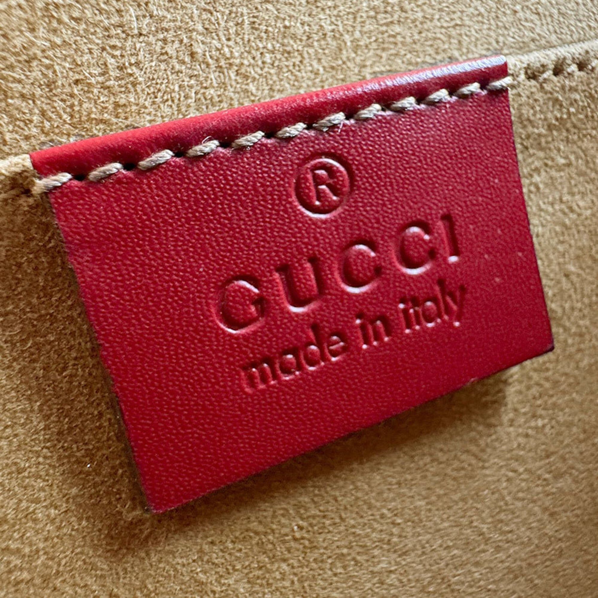 Gucci Gucci Sylvie Shoulder Bag, Leather, Red/Navy, Women's, 431666, Free Shipping, z9146 Size ONE SIZE - 12 Thumbnail