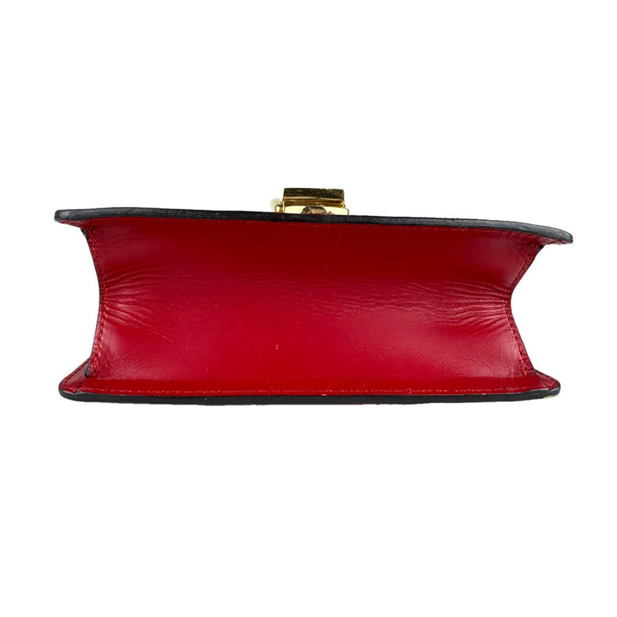 Gucci Gucci Sylvie Shoulder Bag, Leather, Red/Navy, Women's, 431666, Free Shipping, z9146 Size ONE SIZE - 4 Thumbnail