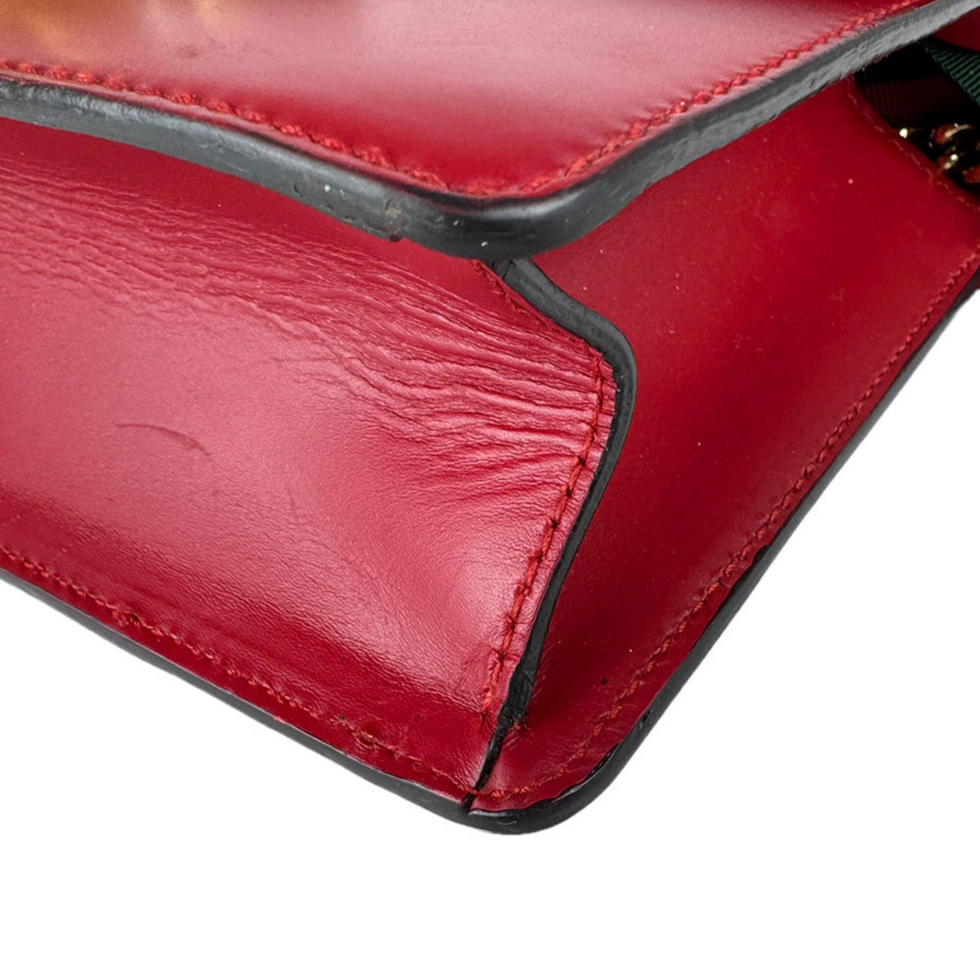 Gucci Gucci Sylvie Shoulder Bag, Leather, Red/Navy, Women's, 431666, Free Shipping, z9146 Size ONE SIZE - 9 Thumbnail