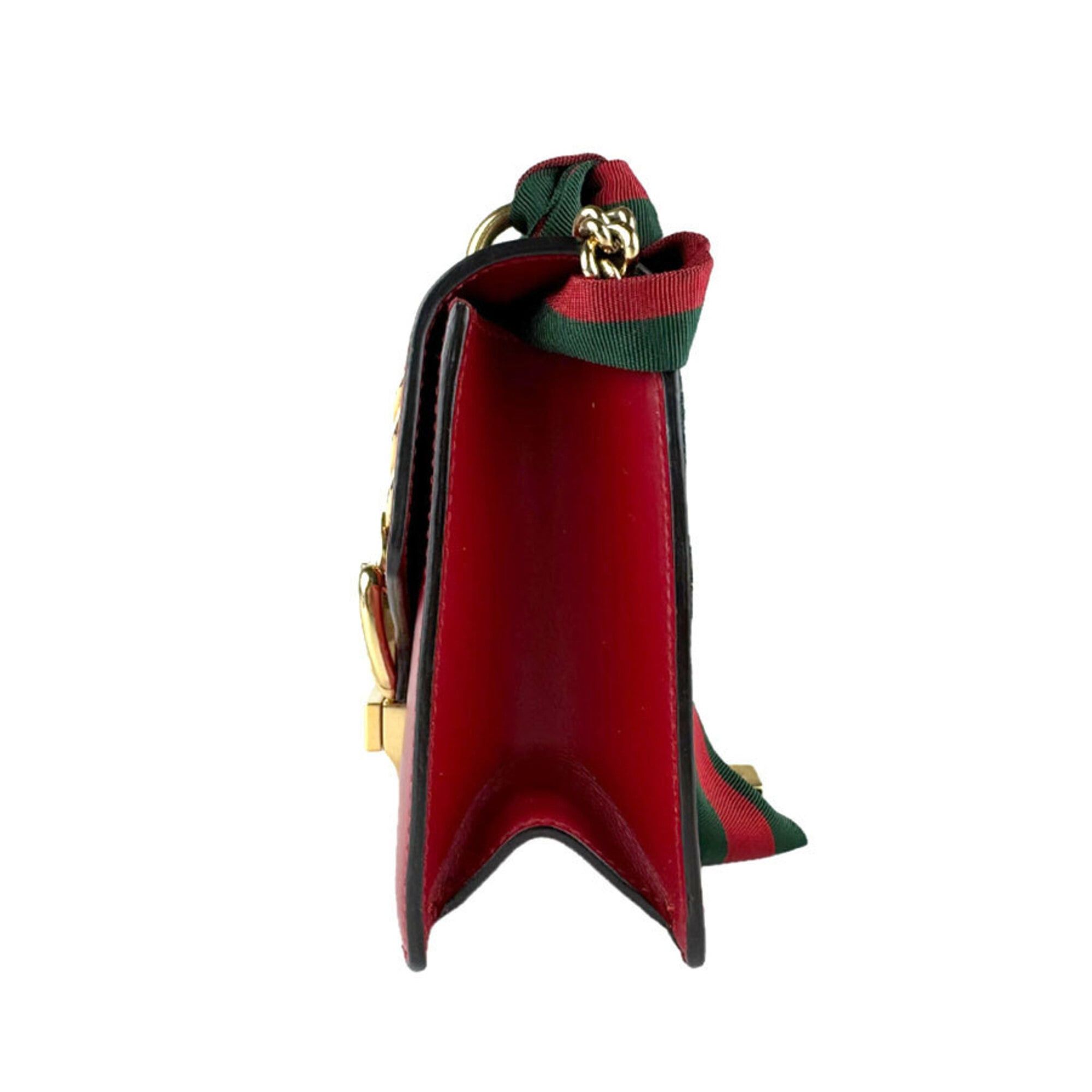 Gucci Gucci Sylvie Shoulder Bag, Leather, Red/Navy, Women's, 431666, Free Shipping, z9146 Size ONE SIZE - 2 Thumbnail
