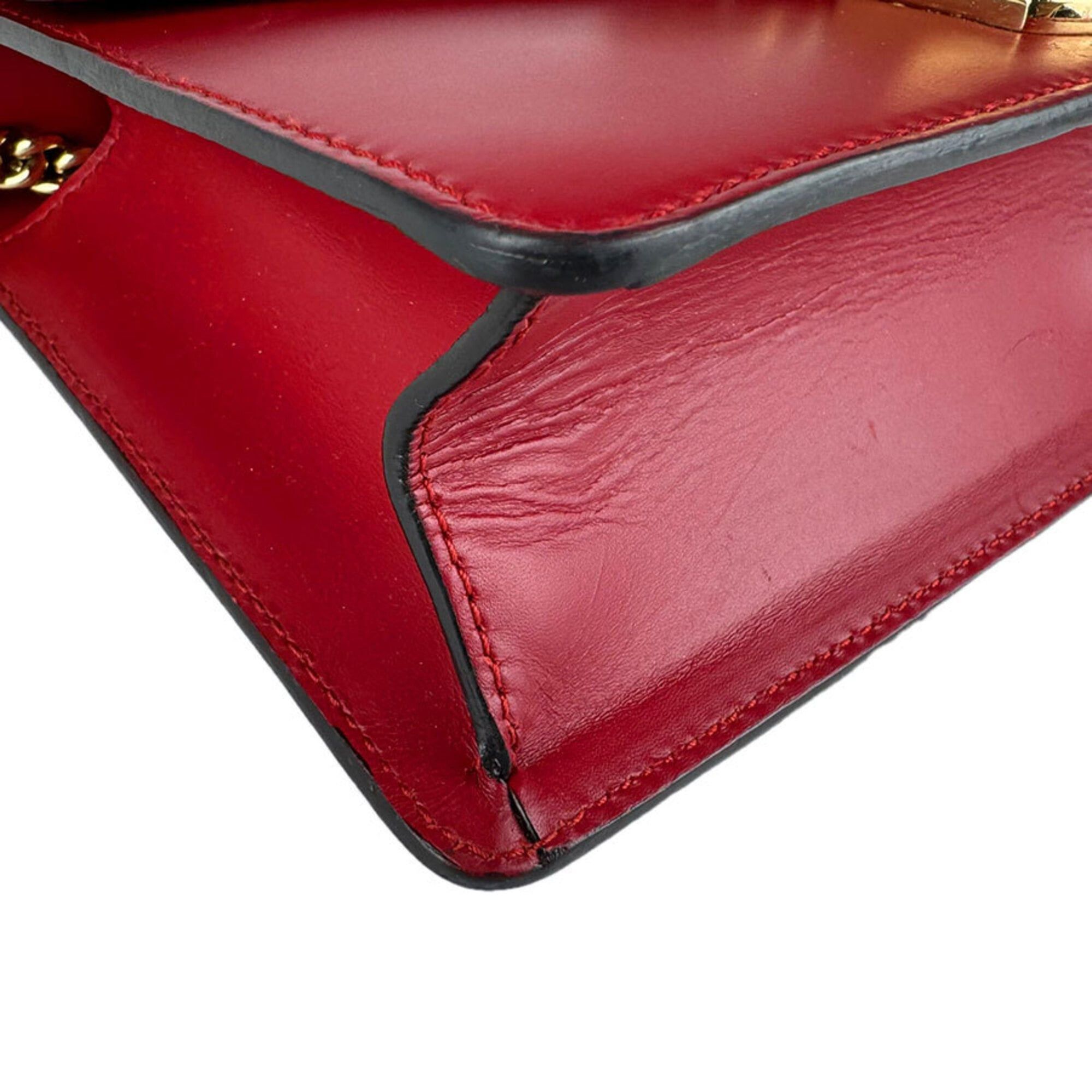 Gucci Gucci Sylvie Shoulder Bag, Leather, Red/Navy, Women's, 431666, Free Shipping, z9146 Size ONE SIZE - 8 Thumbnail