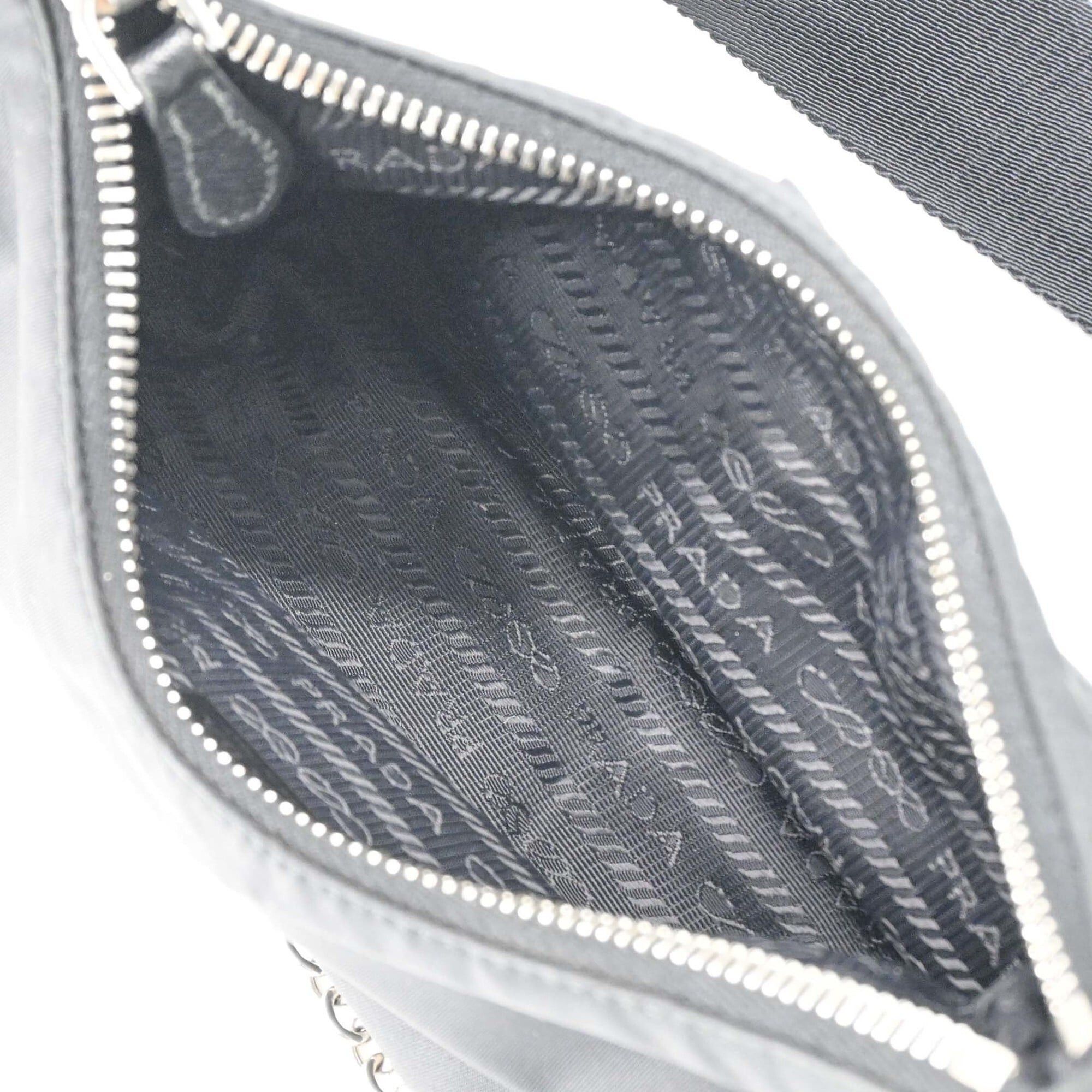 Prada PRADA Tessuto Nylon Leather Shoulder Bag Handbag for Women, Triangle Design, Black IBH204 Size ONE SIZE - 8 Thumbnail