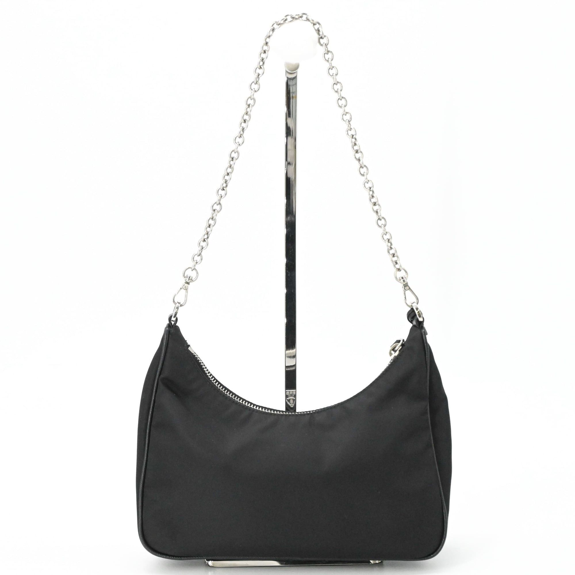 Prada PRADA Tessuto Nylon Leather Shoulder Bag Handbag for Women, Triangle Design, Black IBH204 Size ONE SIZE - 3 Thumbnail