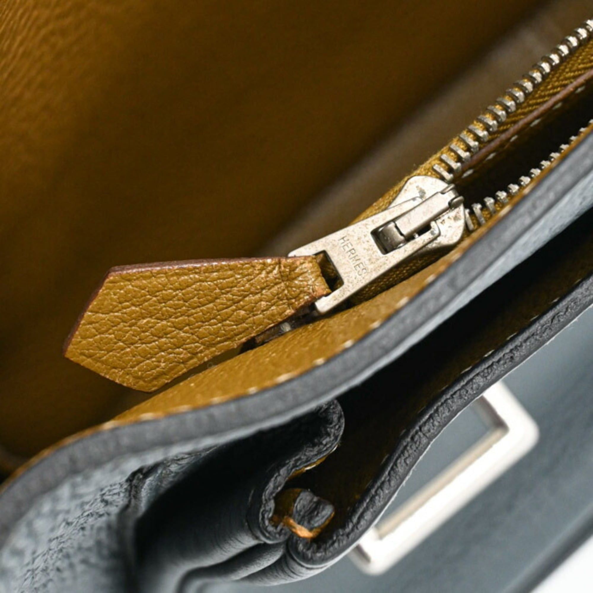 Hermes HERMES Steve Busas 35 Shoulder Bag, Taurillon Clemence Leather, Bicolor Blue Orage Brown, Craft #□R Size ONE SIZE - 13 Thumbnail