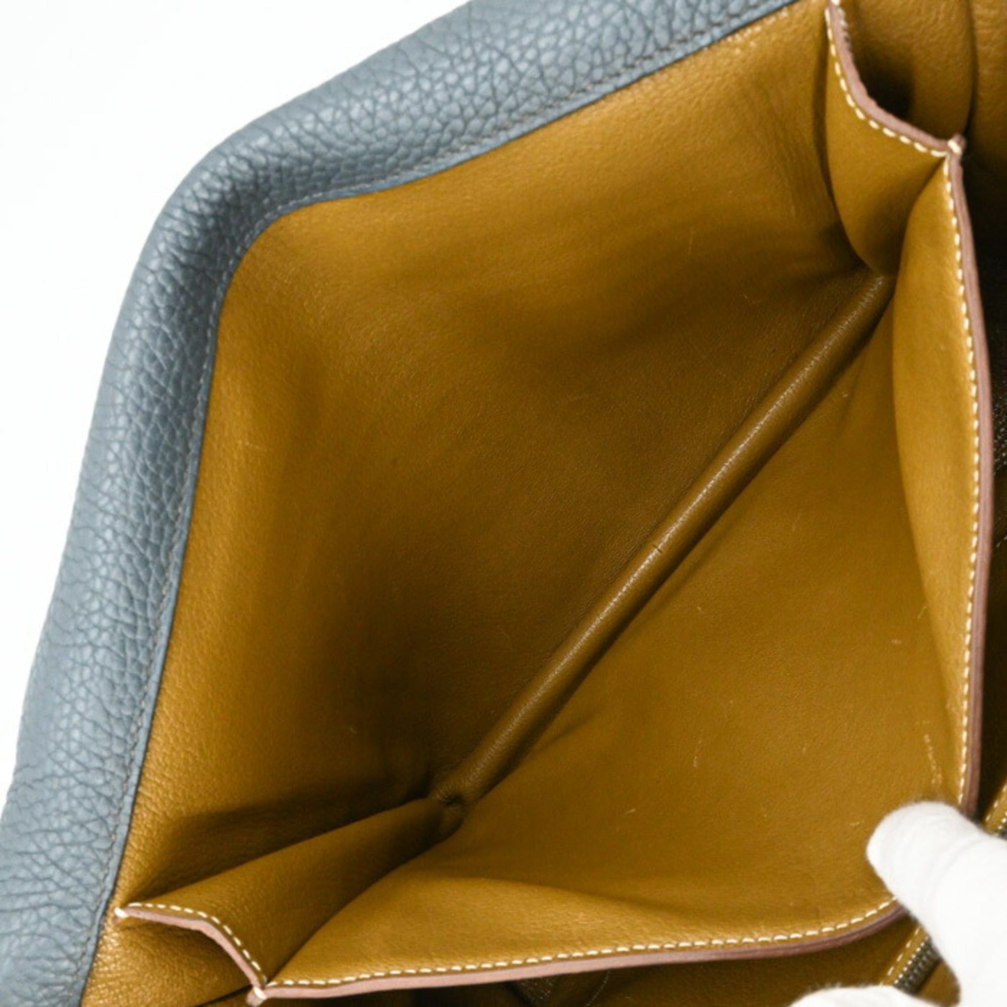 Hermes HERMES Steve Busas 35 Shoulder Bag, Taurillon Clemence Leather, Bicolor Blue Orage Brown, Craft #□R Size ONE SIZE - 12 Thumbnail