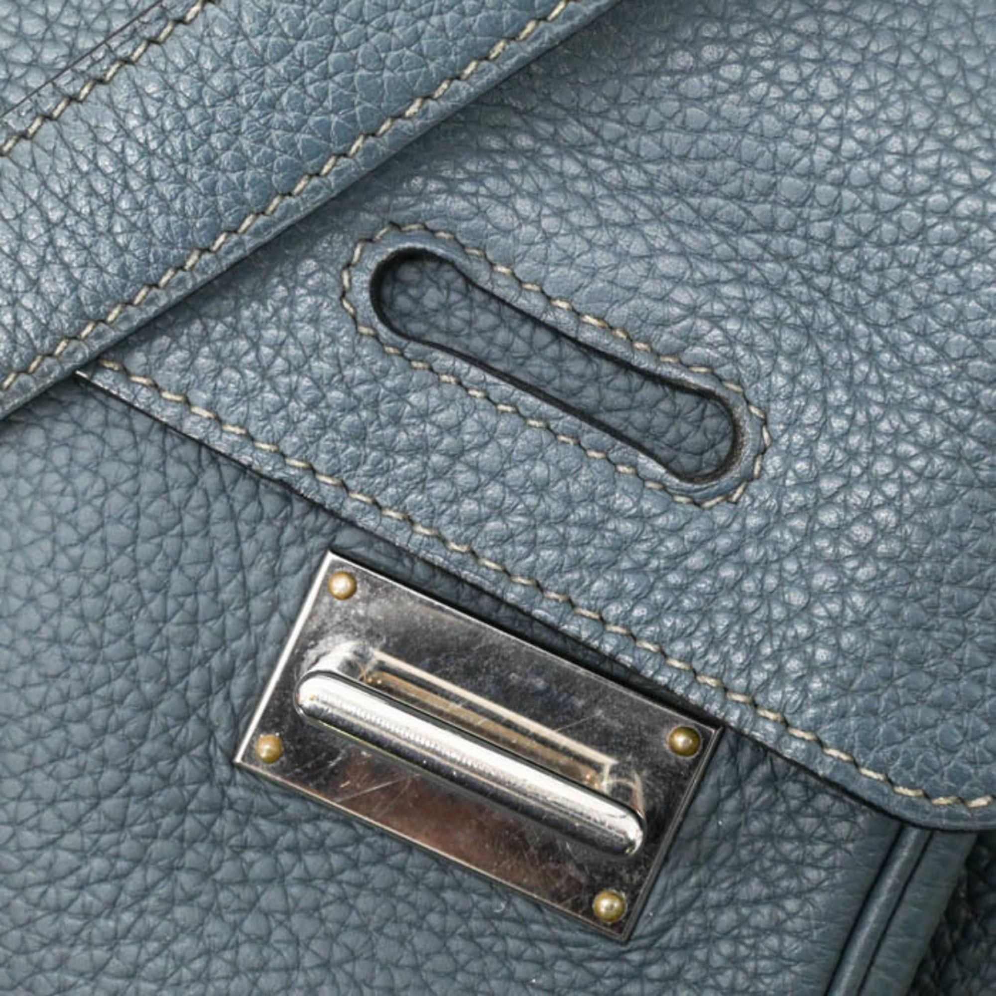 Hermes HERMES Steve Busas 35 Shoulder Bag, Taurillon Clemence Leather, Bicolor Blue Orage Brown, Craft #□R Size ONE SIZE - 9 Thumbnail
