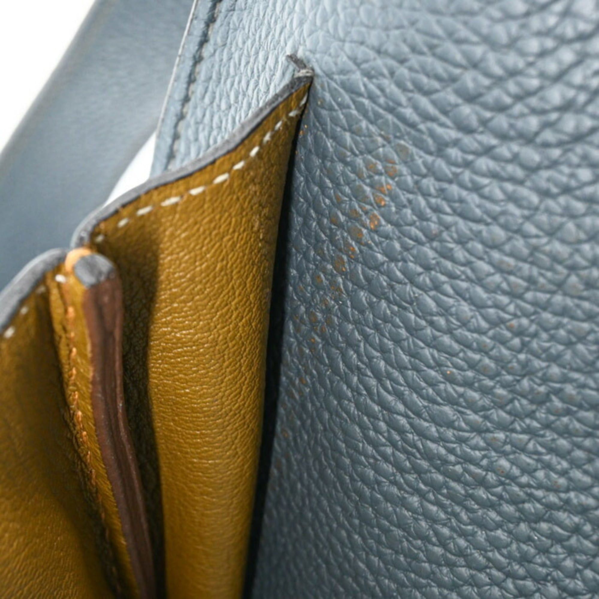 Hermes HERMES Steve Busas 35 Shoulder Bag, Taurillon Clemence Leather, Bicolor Blue Orage Brown, Craft #□R Size ONE SIZE - 16 Thumbnail