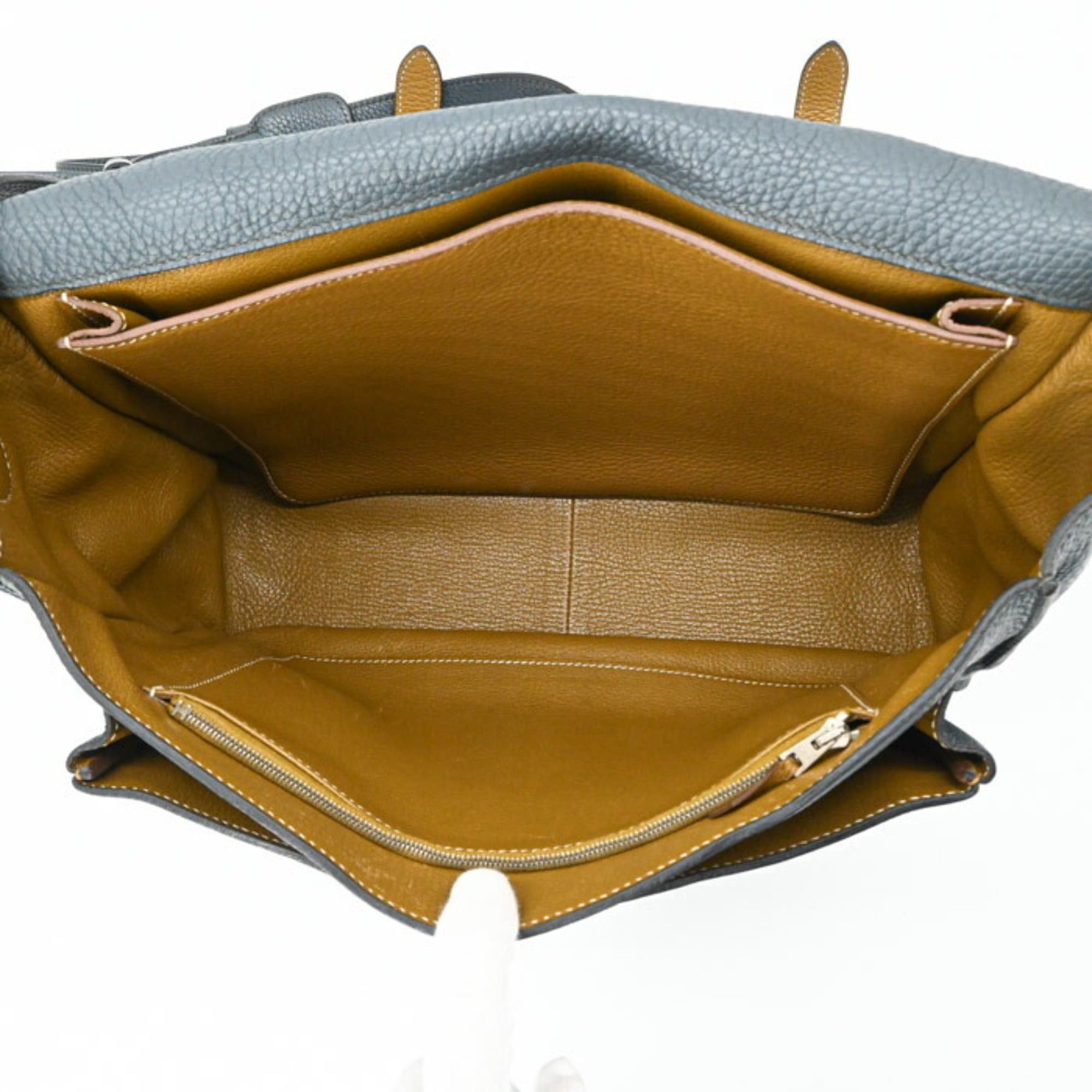 Hermes HERMES Steve Busas 35 Shoulder Bag, Taurillon Clemence Leather, Bicolor Blue Orage Brown, Craft #□R Size ONE SIZE - 10 Thumbnail