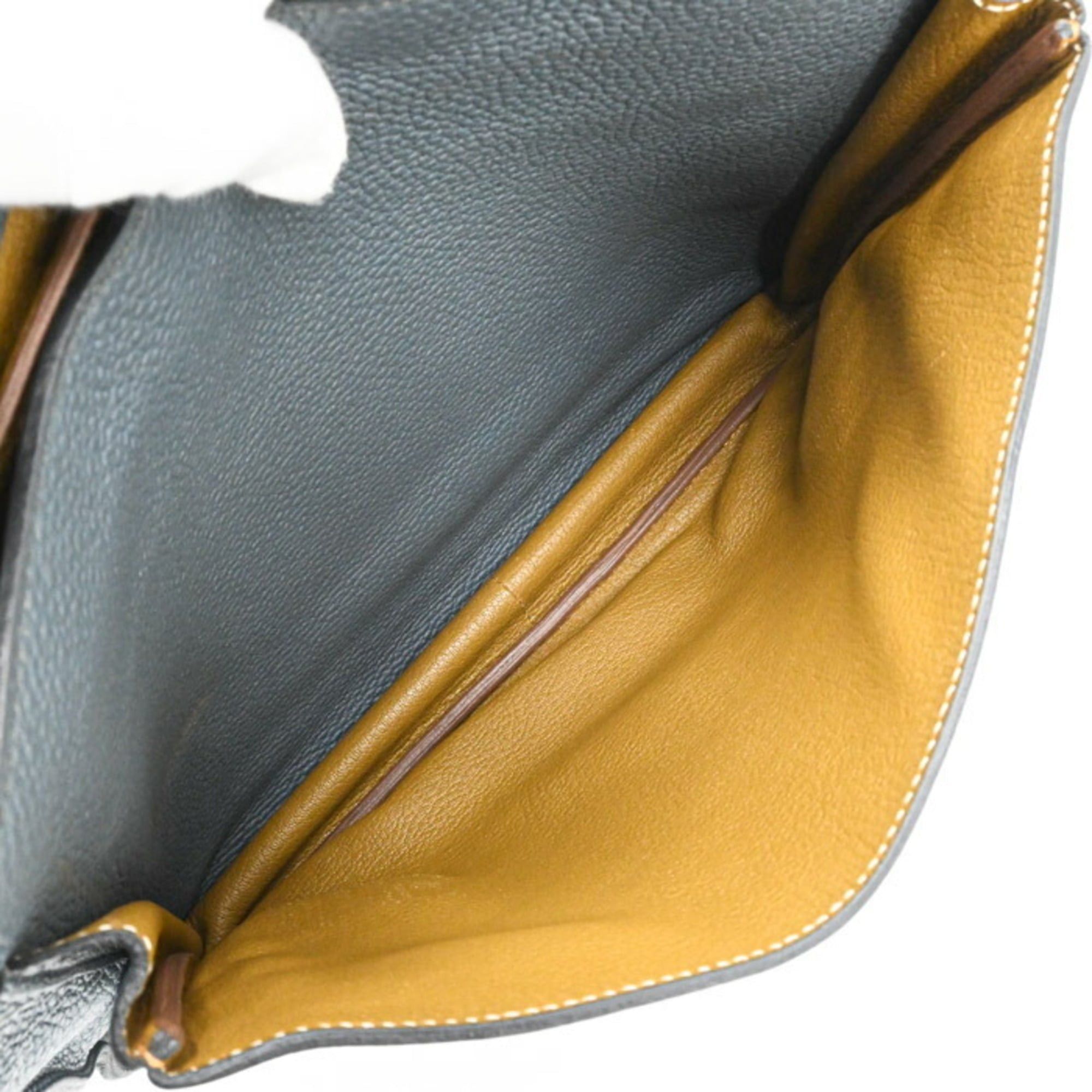 Hermes HERMES Steve Busas 35 Shoulder Bag, Taurillon Clemence Leather, Bicolor Blue Orage Brown, Craft #□R Size ONE SIZE - 15 Thumbnail