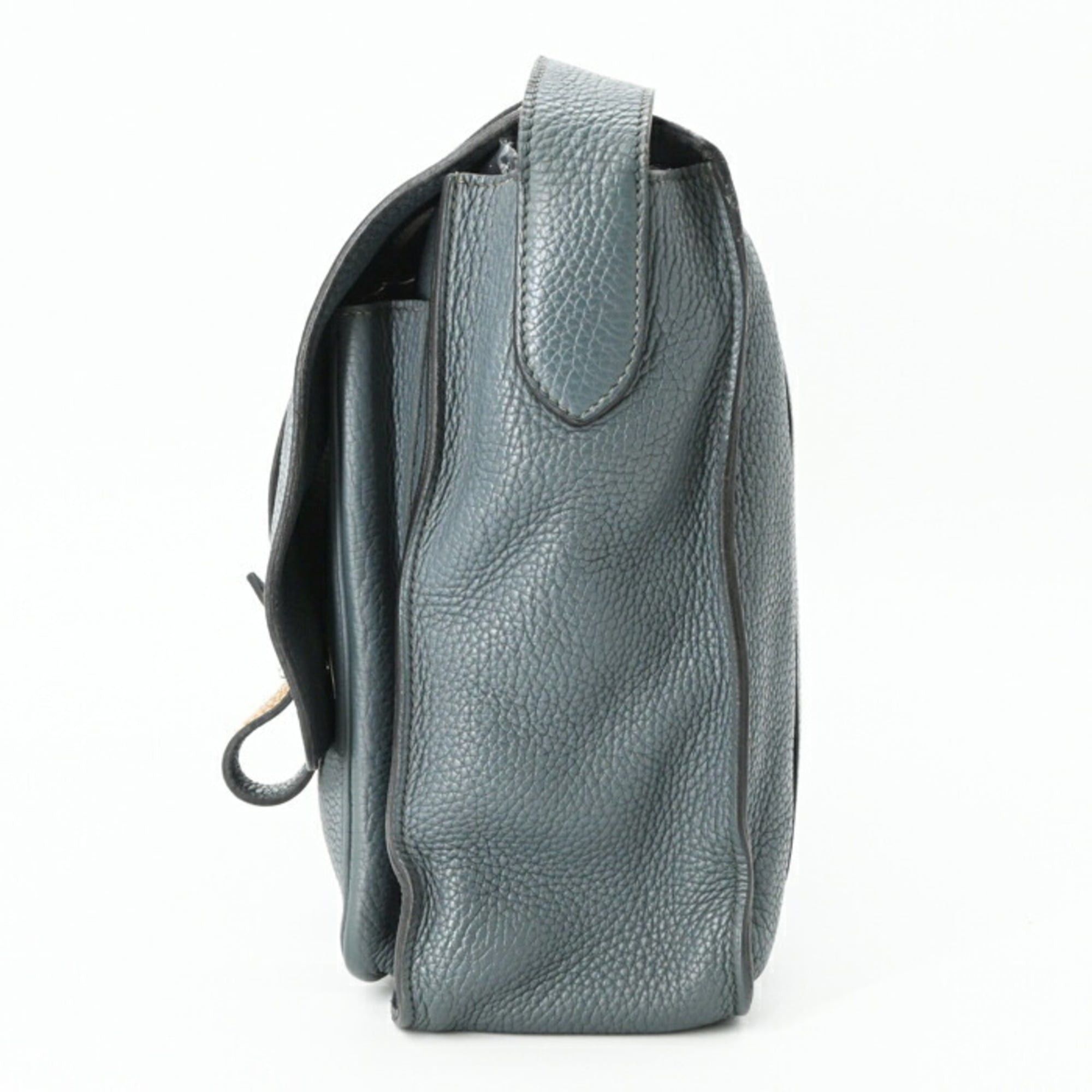 Hermes HERMES Steve Busas 35 Shoulder Bag, Taurillon Clemence Leather, Bicolor Blue Orage Brown, Craft #□R Size ONE SIZE - 4 Thumbnail